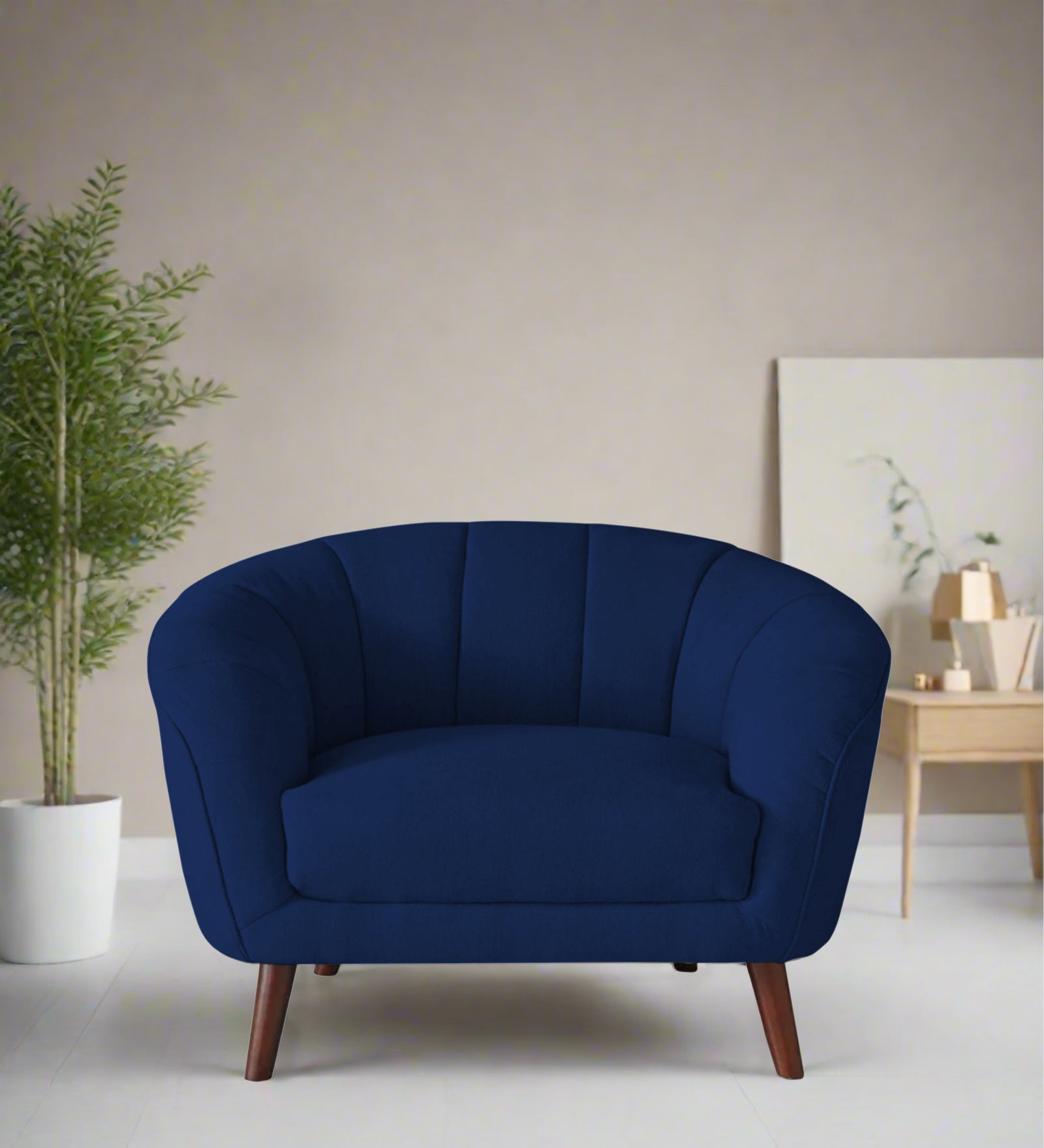 Benjamin Fabric 1 Seater Sofa In Royal Blue Colour - Febonic Living