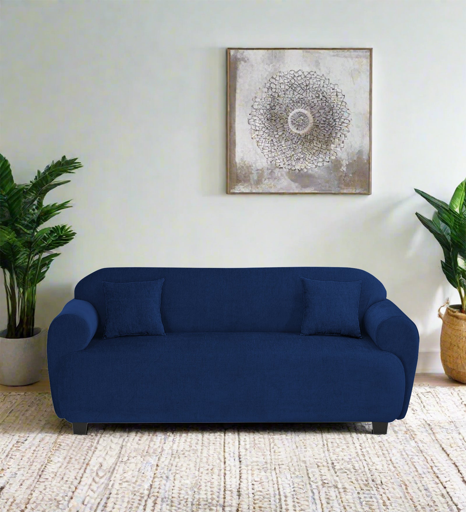 Apollo Fabric 3 Seater Sofa In Royal Blue Colour - Febonic Living