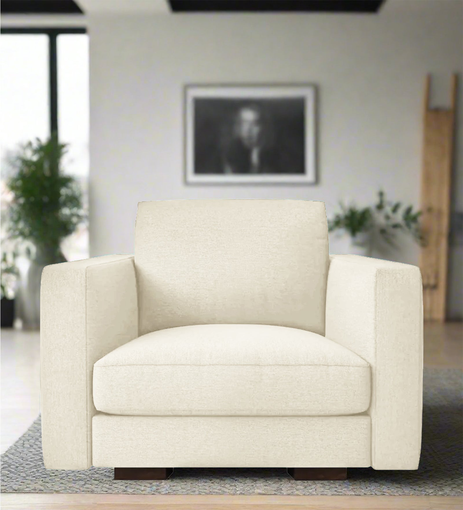 Messy Fabric 1 Seater Sofa In Ivory Cream Colour - Febonic Living