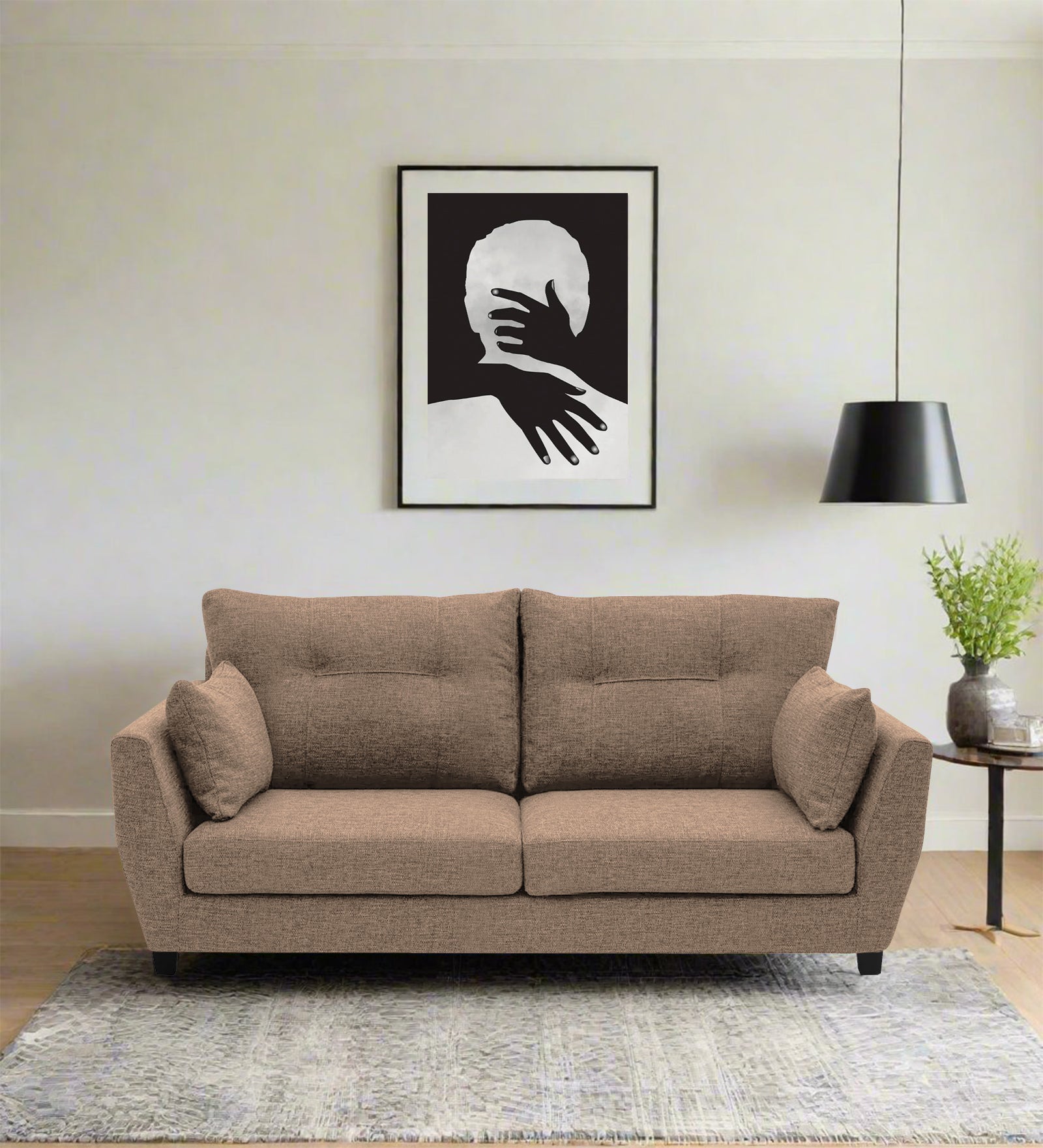 Mario Fabric 2 Seater Sofa In Cookie Beige Colour - Febonic Living
