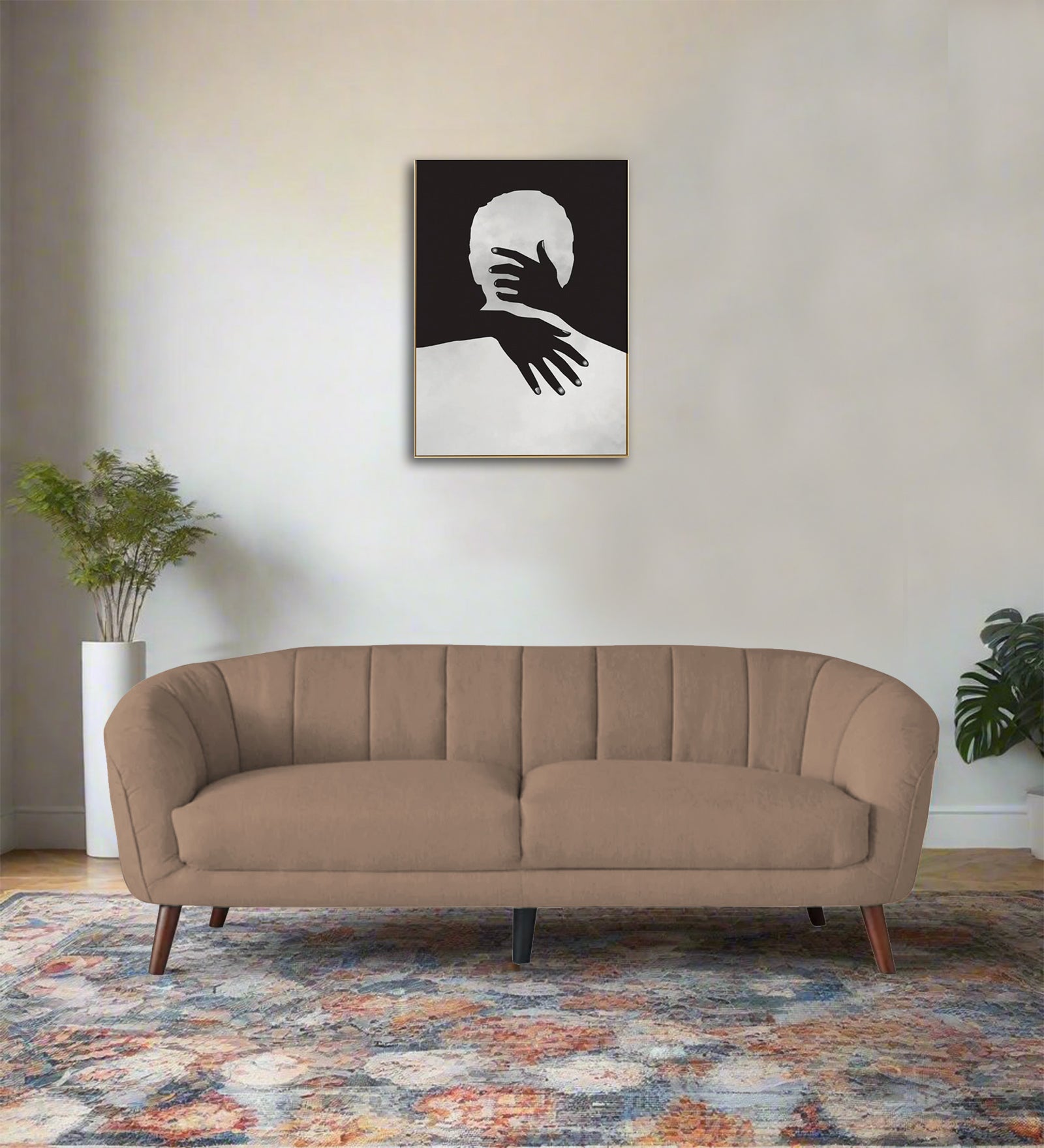 Benjamin Fabric 3 Seater Sofa In Cookie Beige Colour - Febonic Living