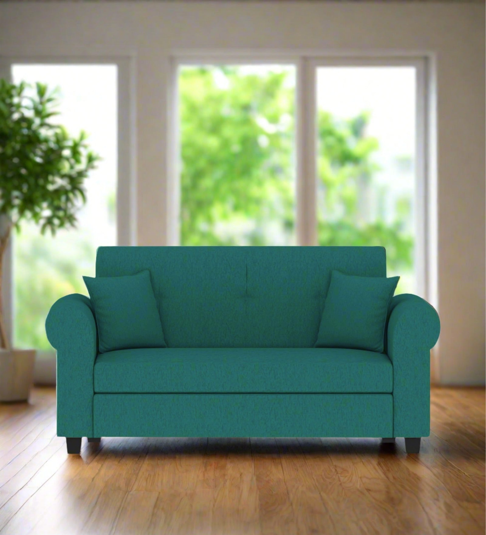 Derado Fabric 2 Seater Sofa In Sea Green Colour - Febonic Living