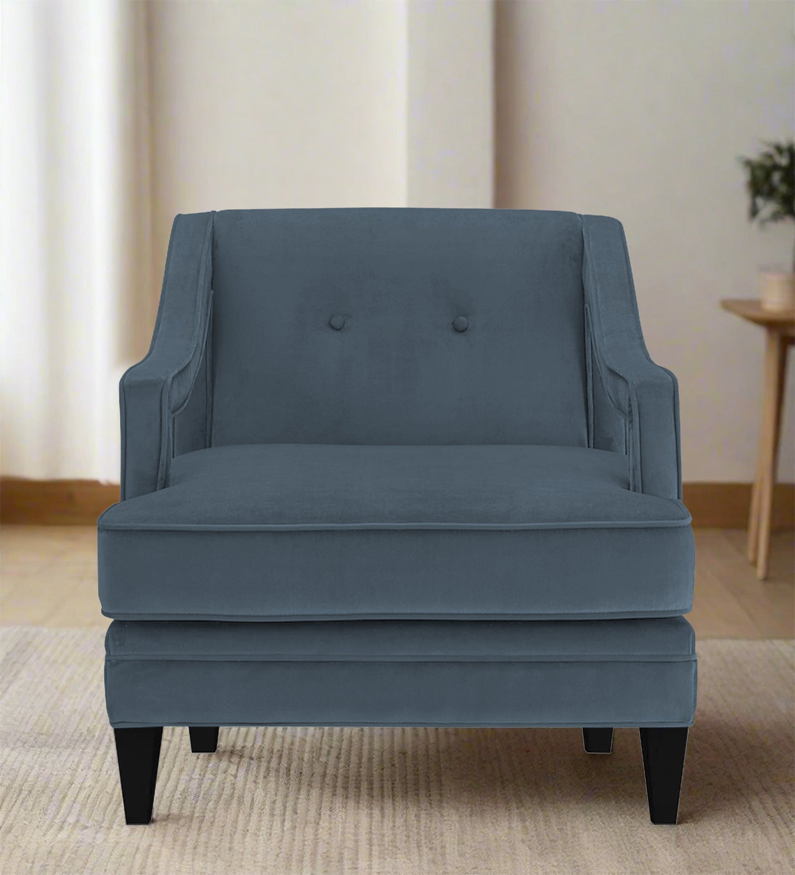 Daffy Velvet 1 Seater Sofa In Oxford Blue Colour - Febonic Living