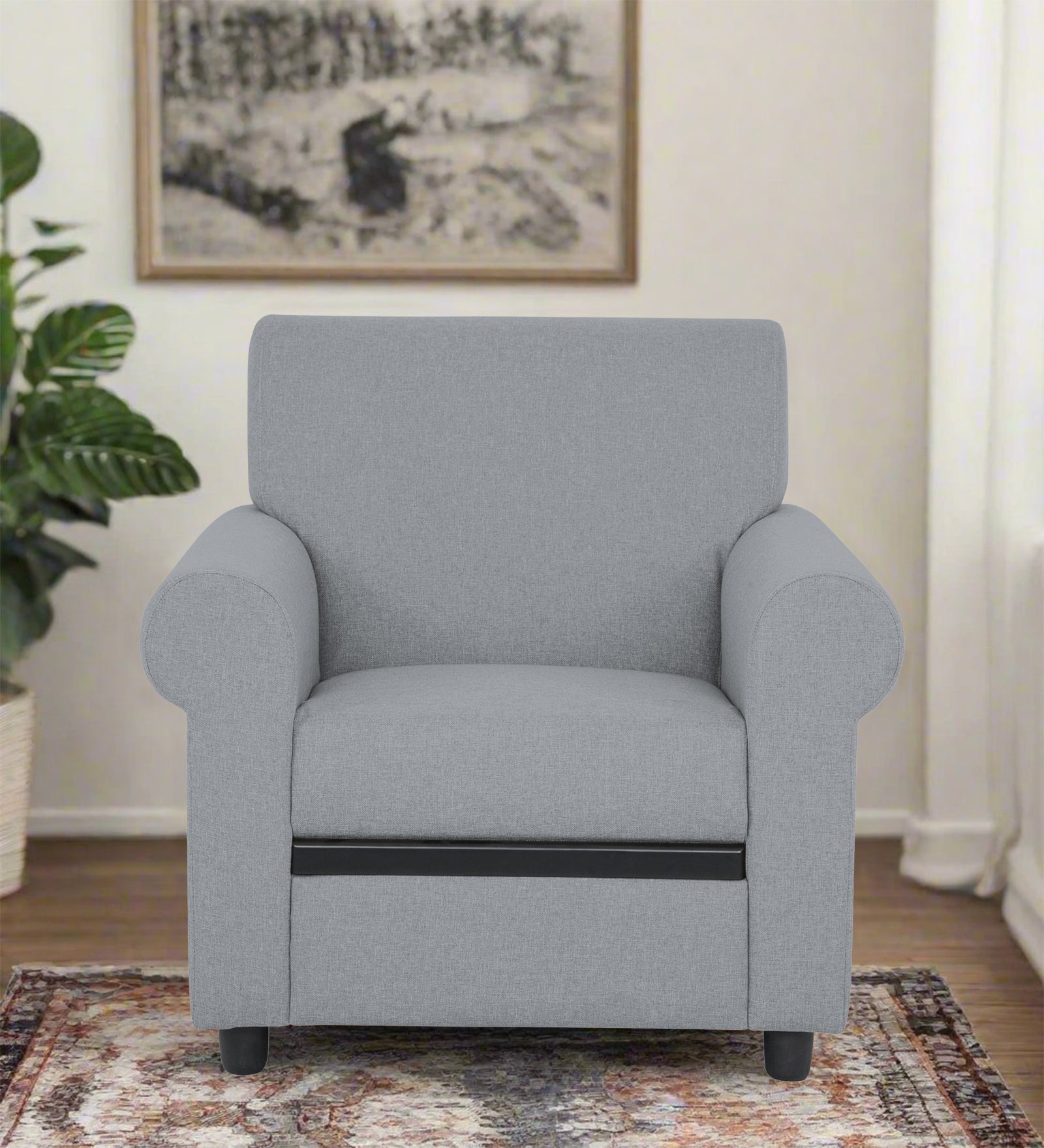 Ribby Fabric 1 Seater Sofa In Coin Grey Colour - Febonic Living