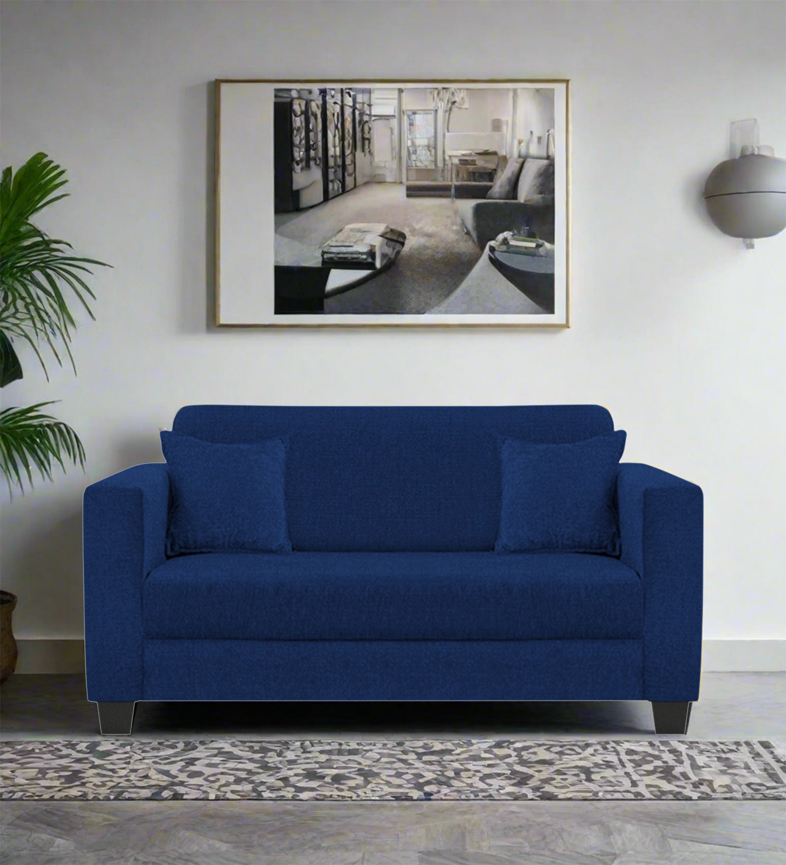 Nebula Fabric 2 Seater Sofa In Royal Blue Colour - Febonic Living