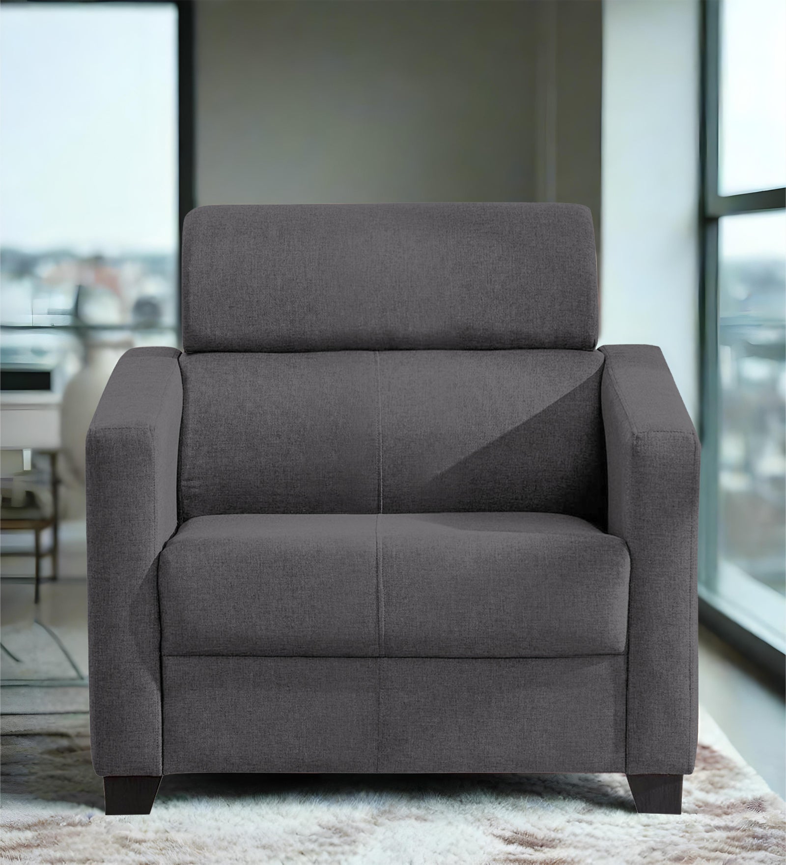 Devo Fabric 1 Seater Sofa In Sudo Grey Colour - Febonic Living