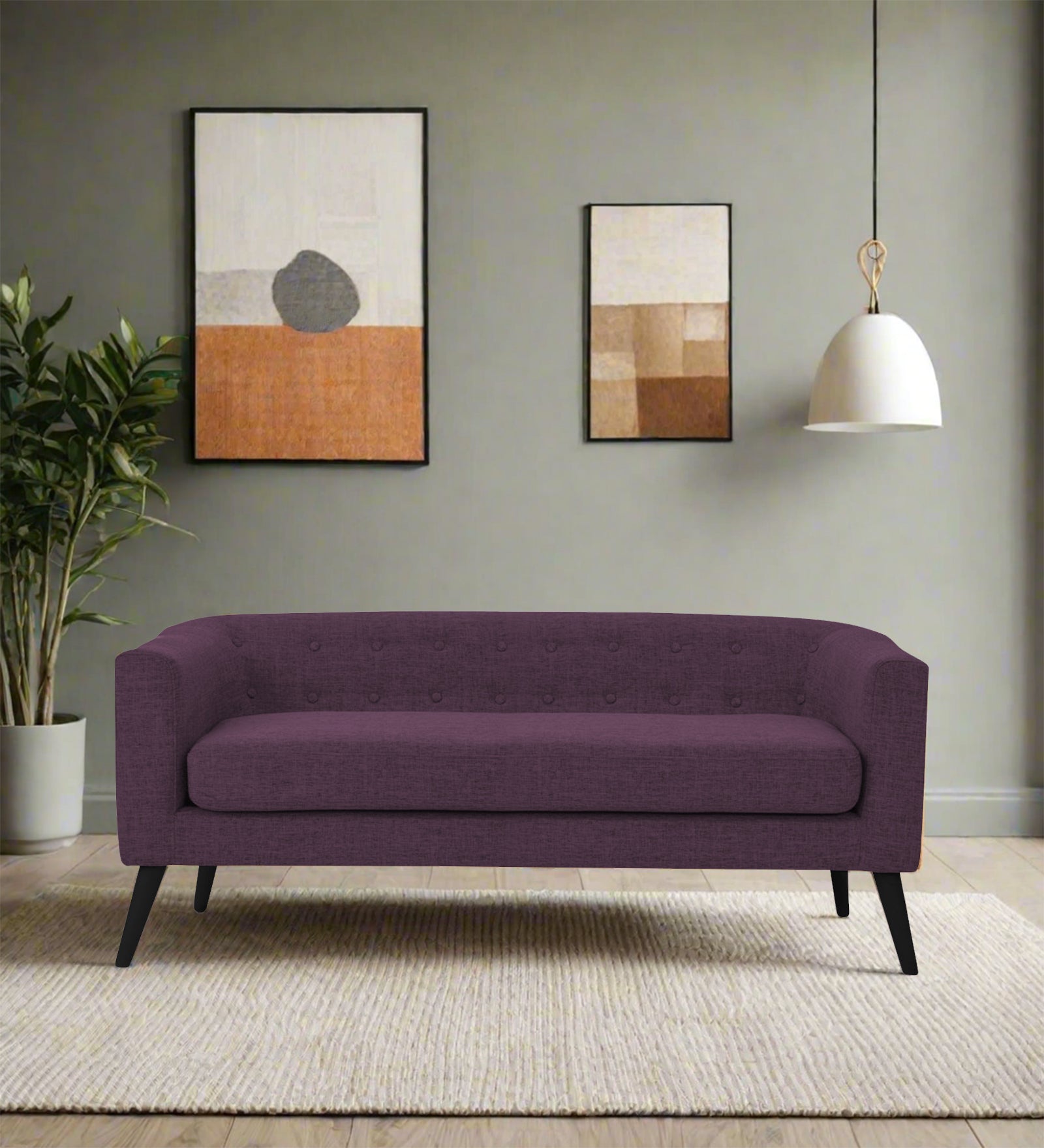 Casper Fabric 3 Seater Sofa In Greek Purple Colour - Febonic Living