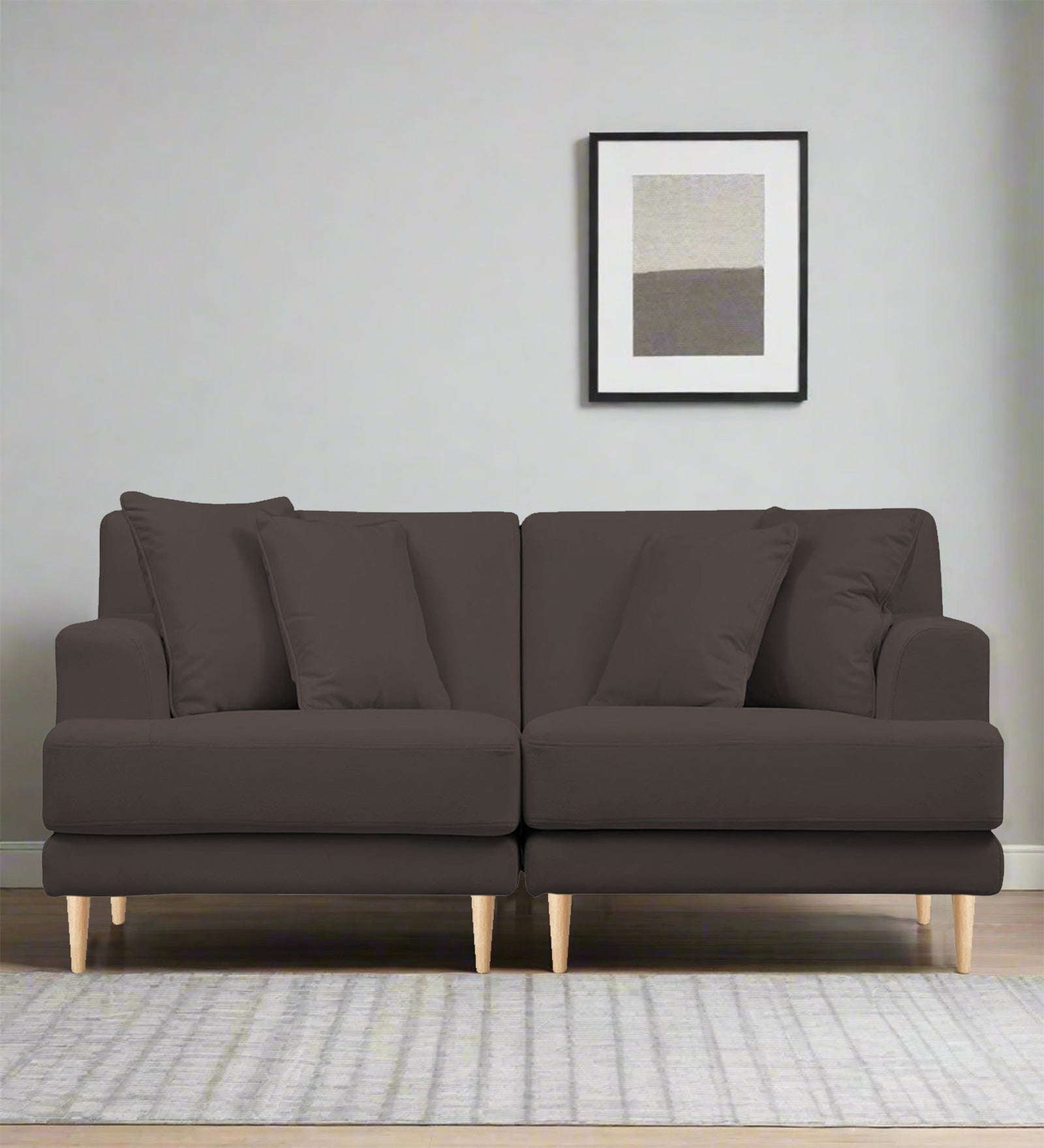 Woody Fabric 2 Seater Sofa In Lito Brown Colour - Febonic Living