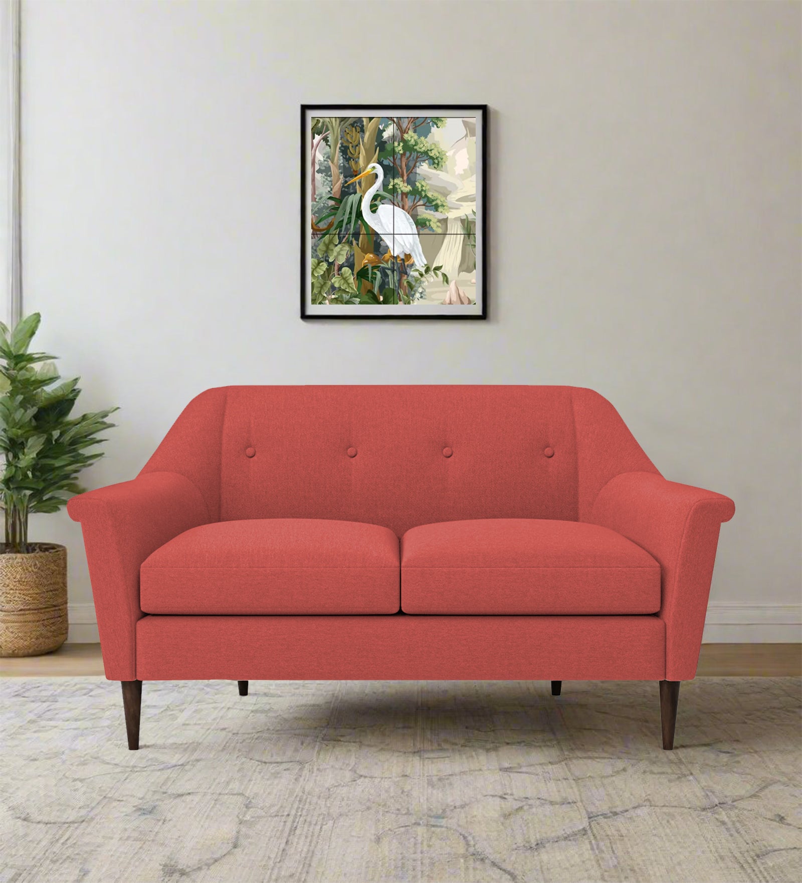 Homer Fabric 2 Seater Sofa In Salmon Pink Colour - Febonic Living