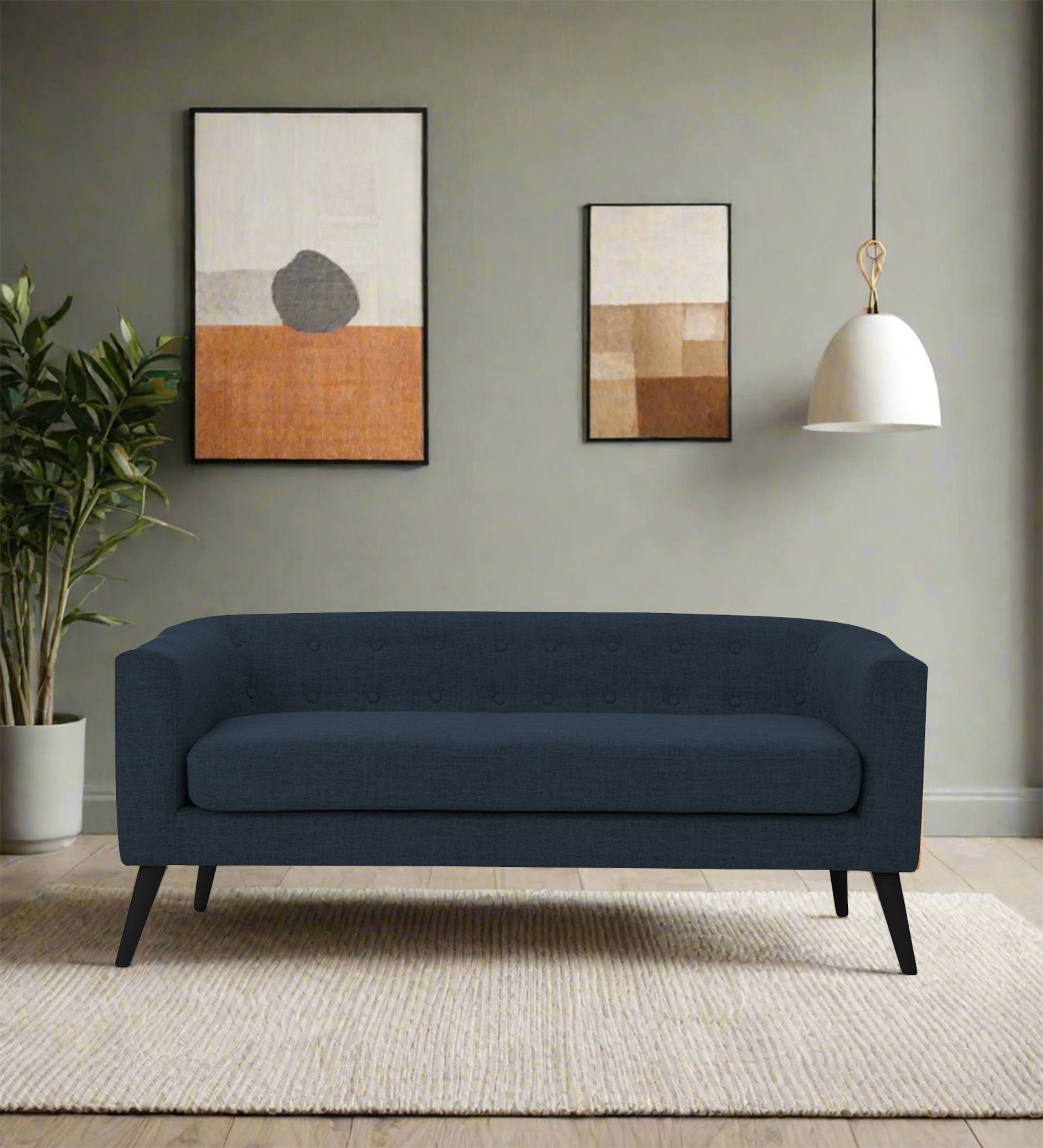 Casper Fabric 3 Seater Sofa In Denim Blue Colour - Febonic Living