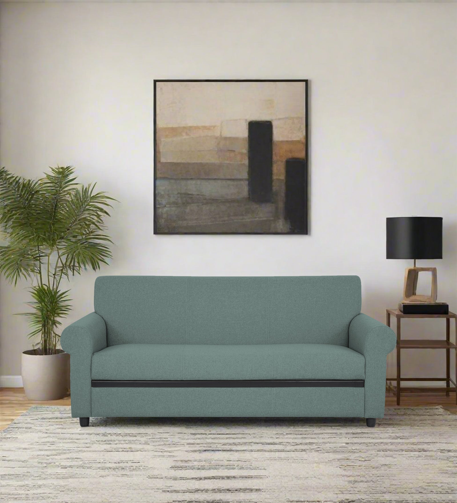 Ribby Fabric 3 Seater Sofa in Suka Blue Colour