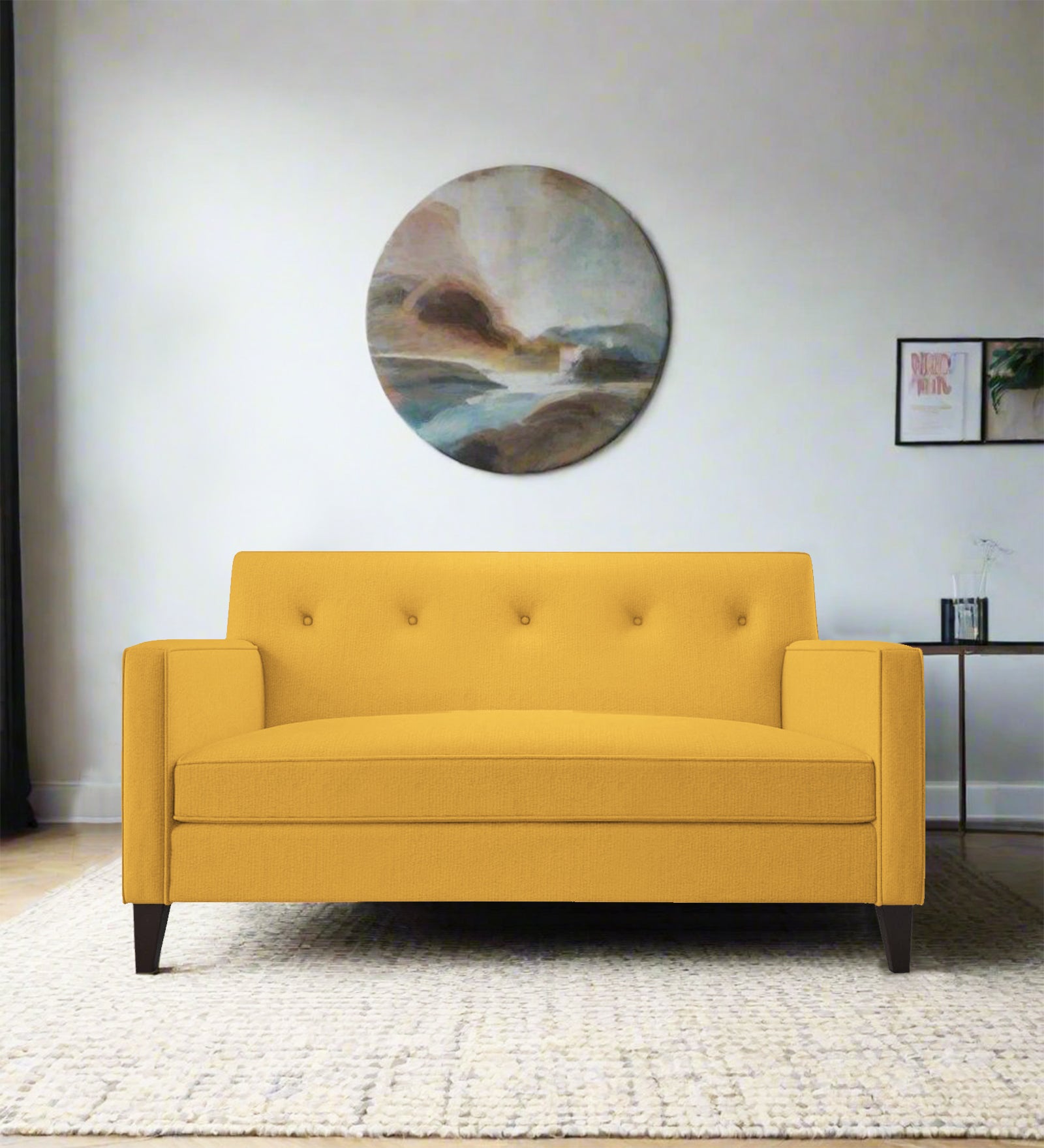 Miller Fabric 2 Seater Sofa In Bold Yellow Colour - Febonic Living