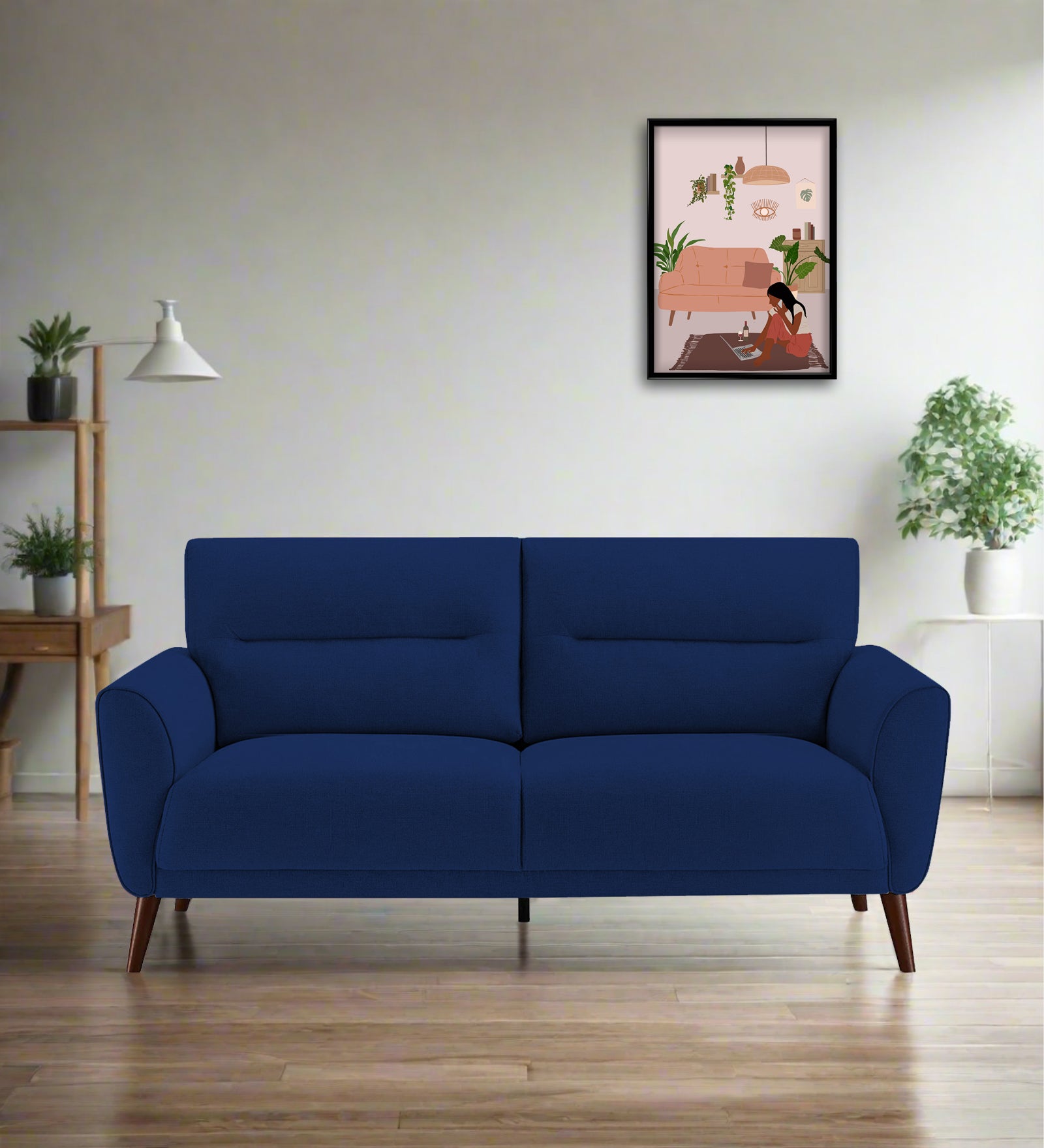 Castro Fabric 2 Seater Sofa In Royal Blue Colour - Febonic Living