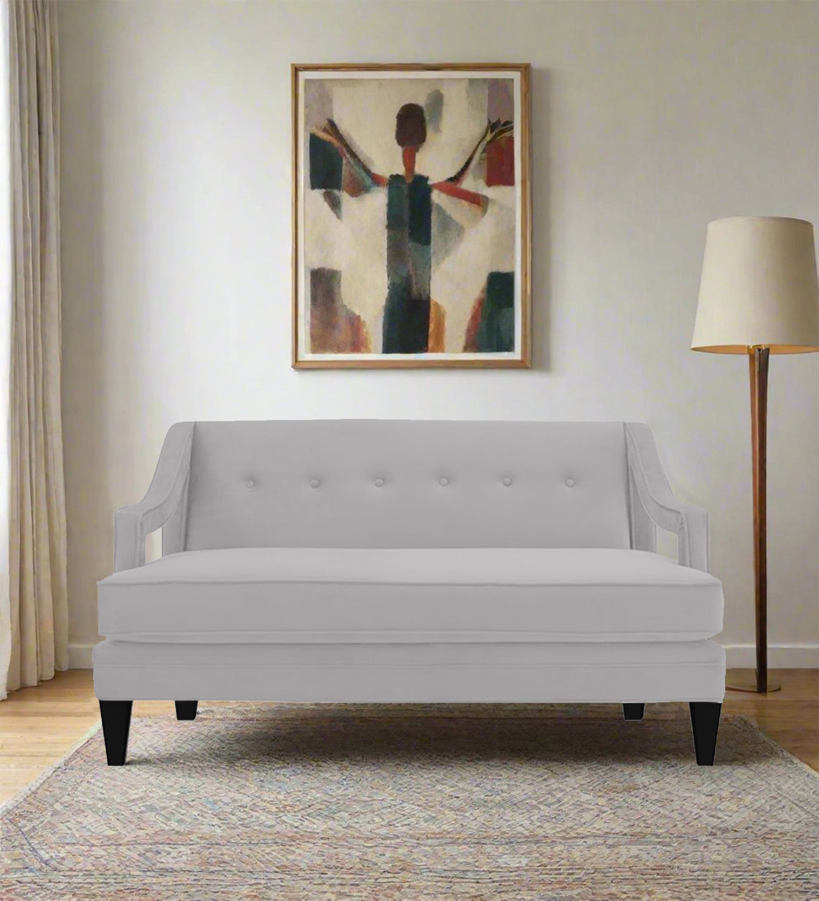 Daffy Velvet 2 Seater Sofa In Concrete Grey Colour - Febonic Living