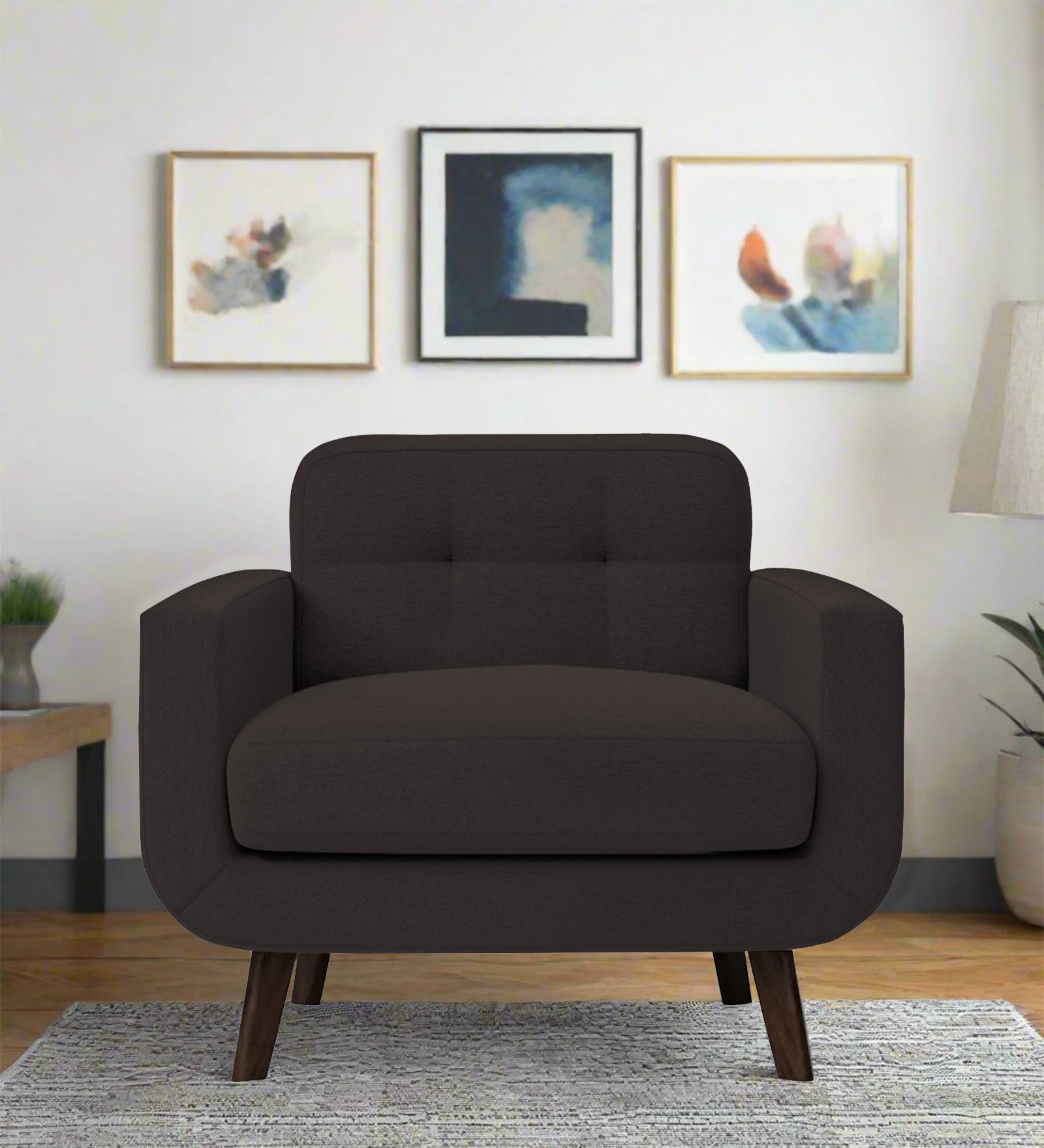 Marsela Fabric 1 Seater Sofa In Pebble Brown Colour - Febonic Living