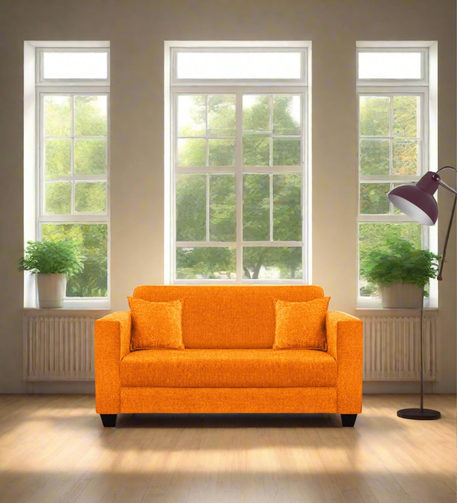 Nebula Fabric 2 Seater Sofa in Vivid Orange Colour