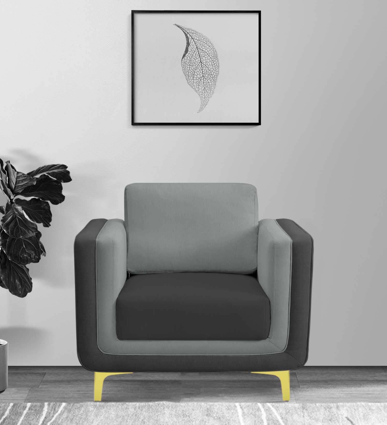 Visky 1 Seater Velvet Sofa - Pearl Grey And Hory Grey by Febonic Living