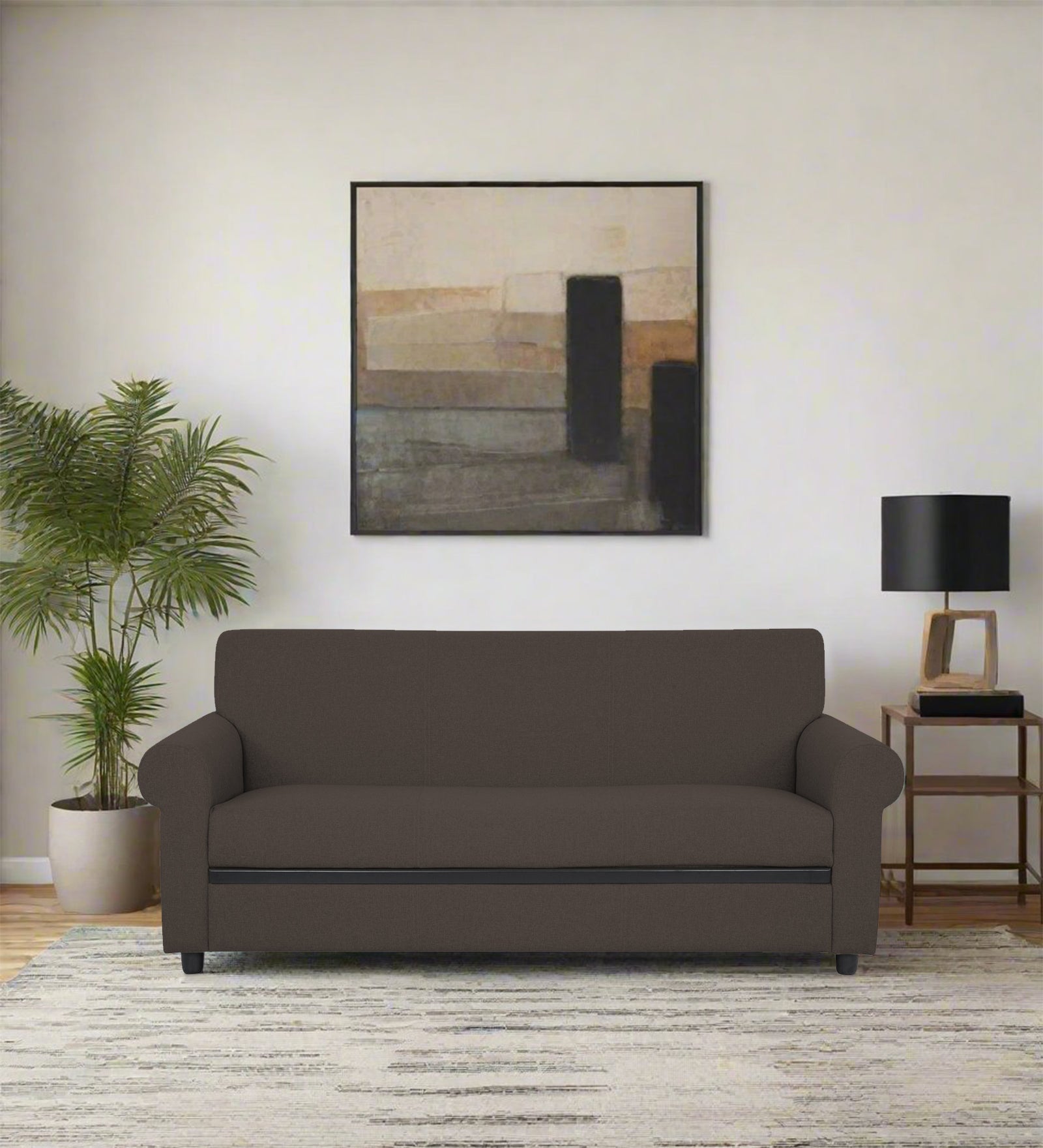 Ribby Fabric 3 Seater Sofa in Caspa Brown Colour