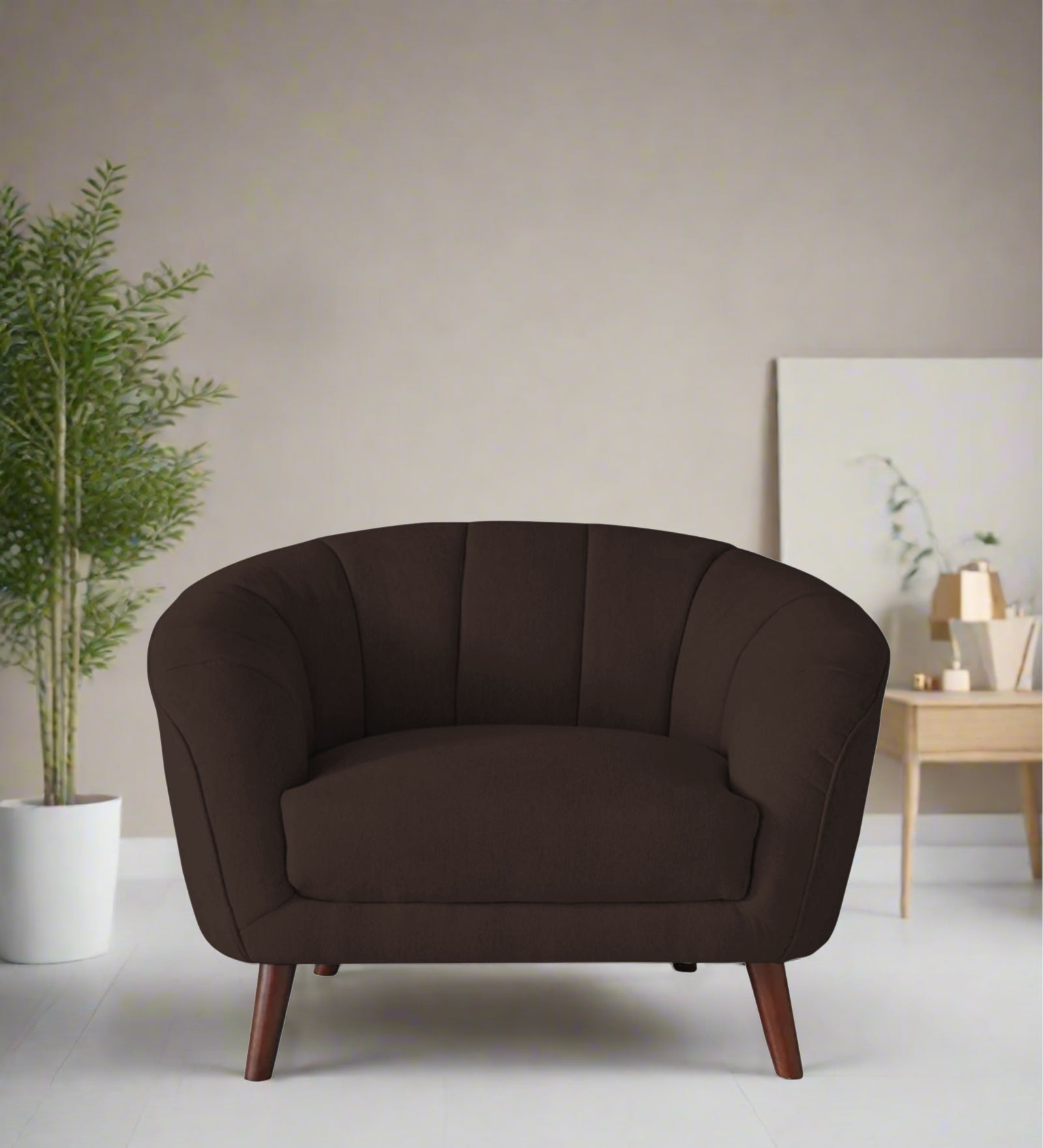 Benjamin Fabric 1 Seater Sofa In Coffee Brown Colour - Febonic Living