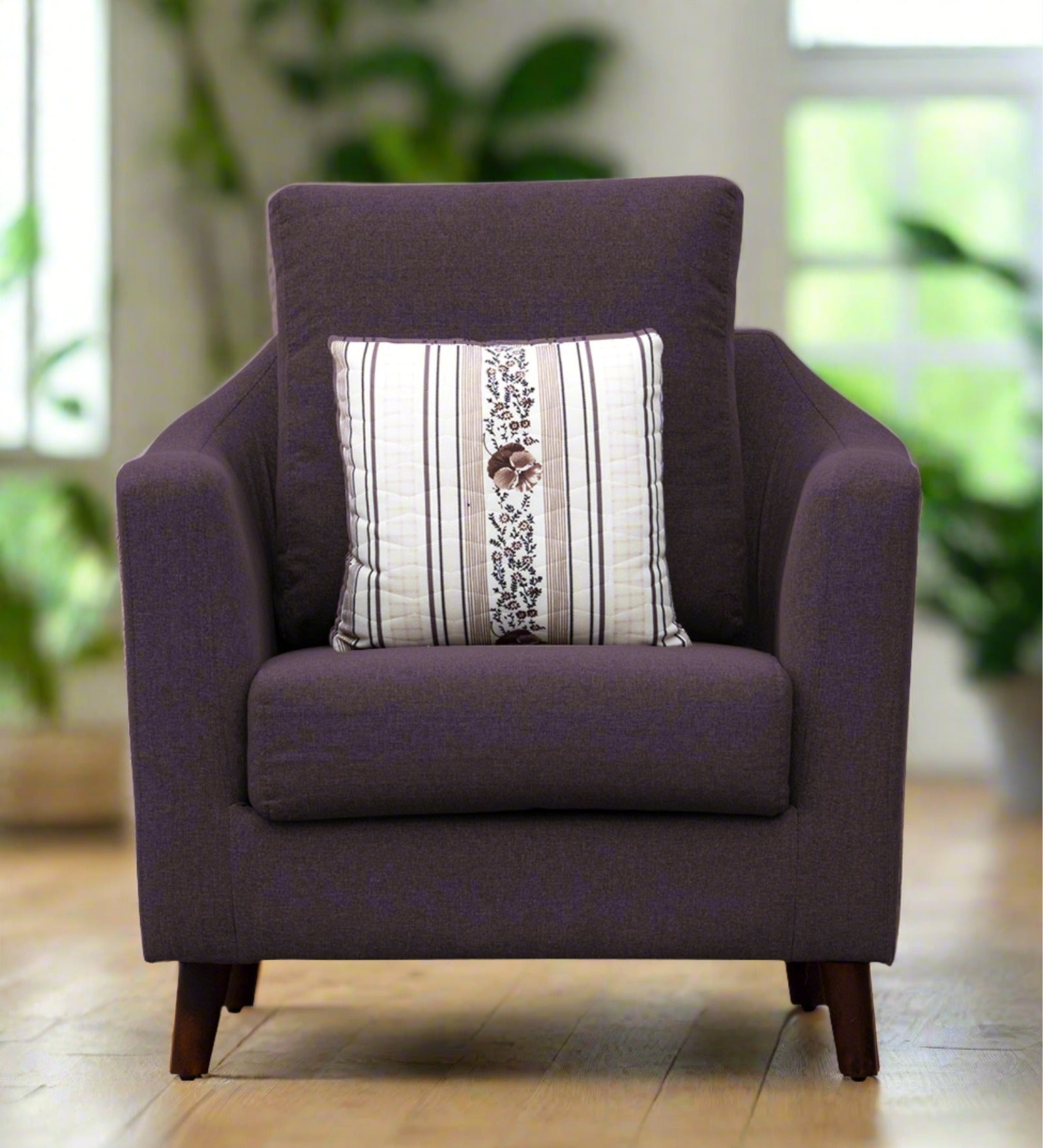 Kevin Fabric 1 Seater Sofa In Greek Purple Colour - Febonic Living