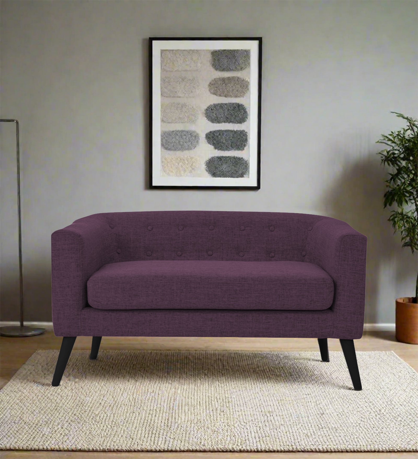 Casper Fabric 2 Seater Sofa In Greek Purple Colour - Febonic Living