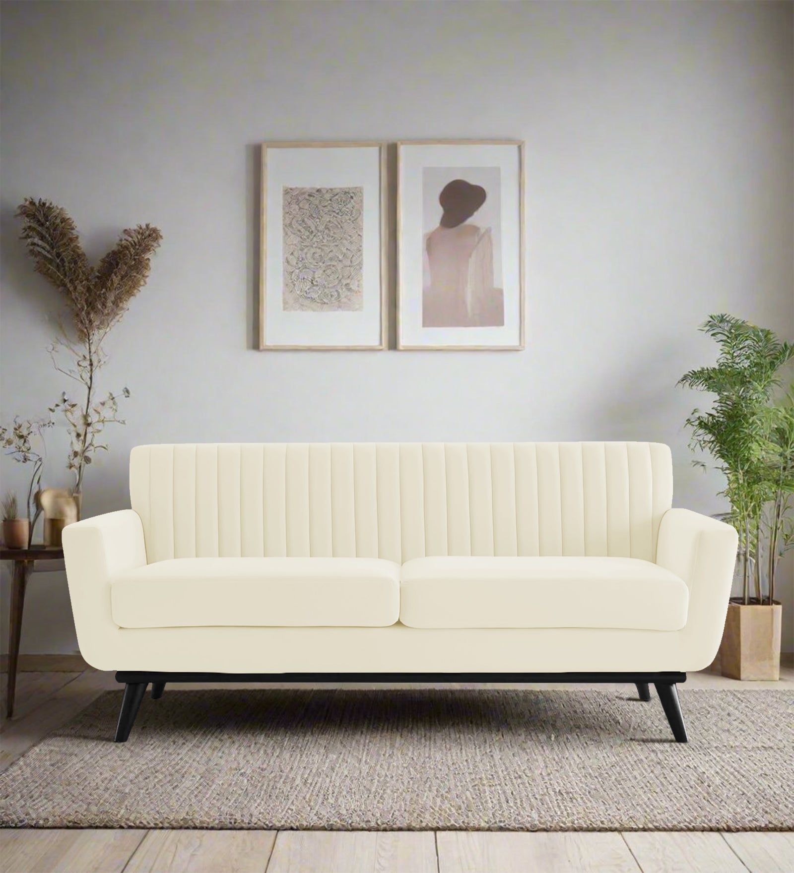 Tucker Velvet 2 Seater Sofa In Warm White Colour - Febonic Living