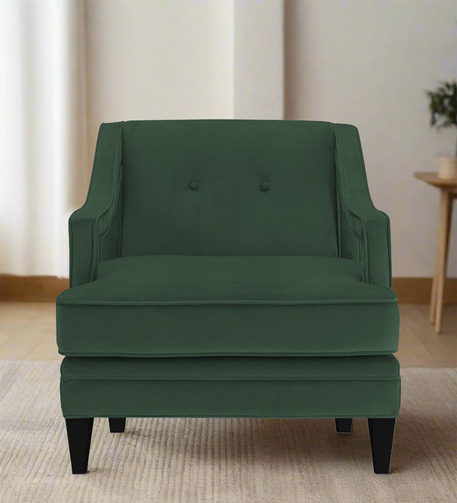 Daffy Velvet 1 Seater Sofa In Amazon Green Colour - Febonic Living