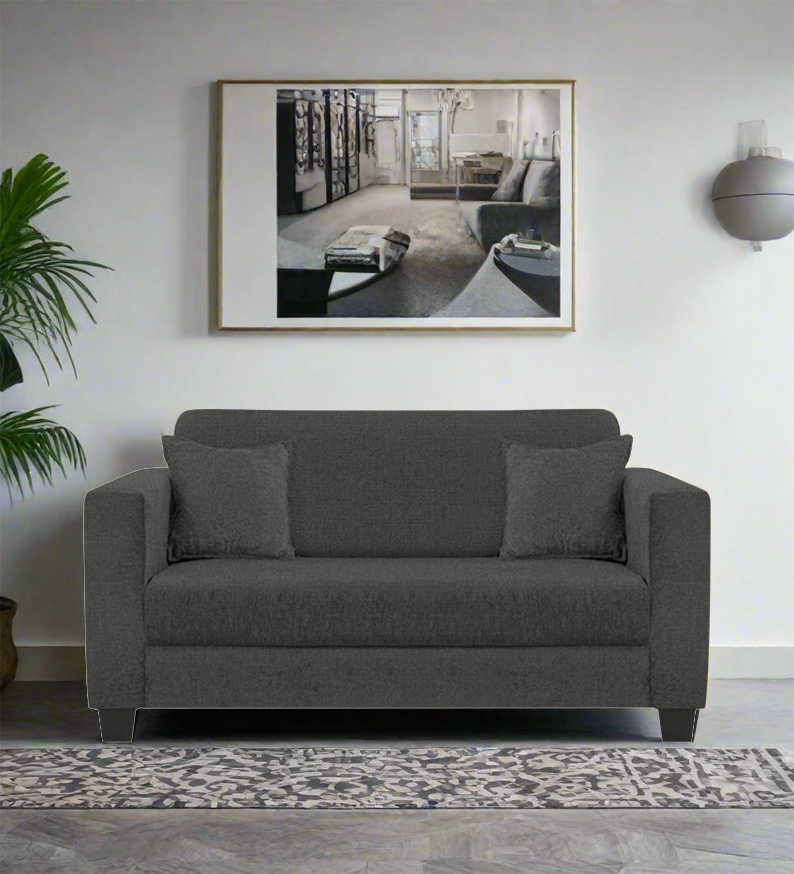 Nebula Fabric 2 Seater Sofa In Charcoal Grey Colour - Febonic Living