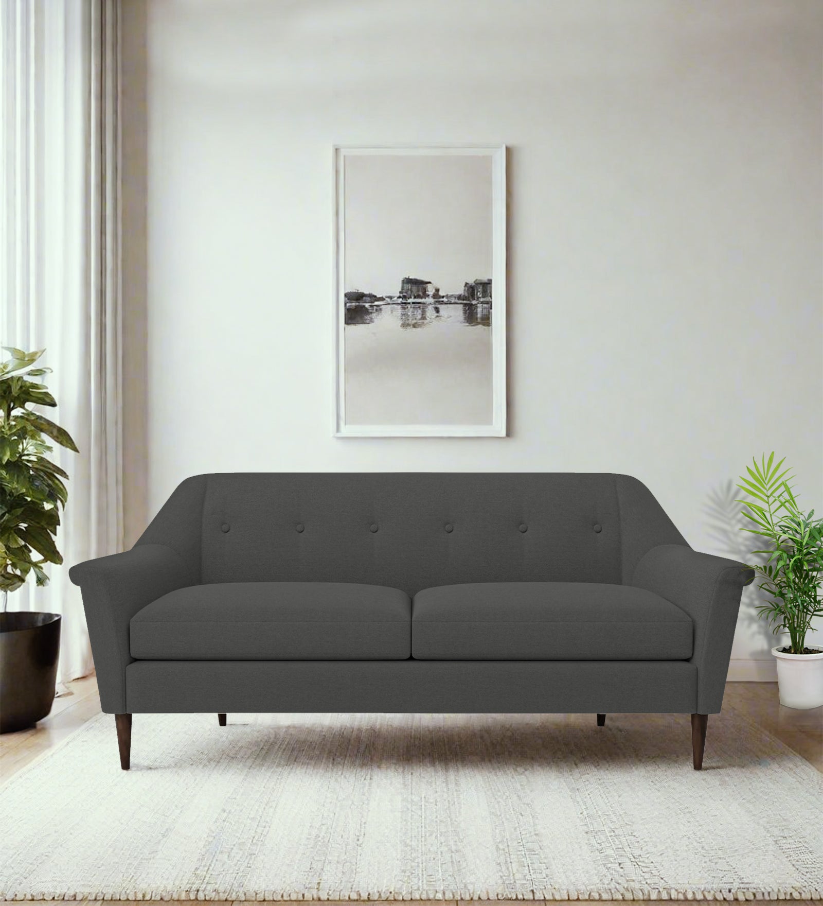 Homer Fabric 3 Seater Sofa In Stone Grey Colour - Febonic Living