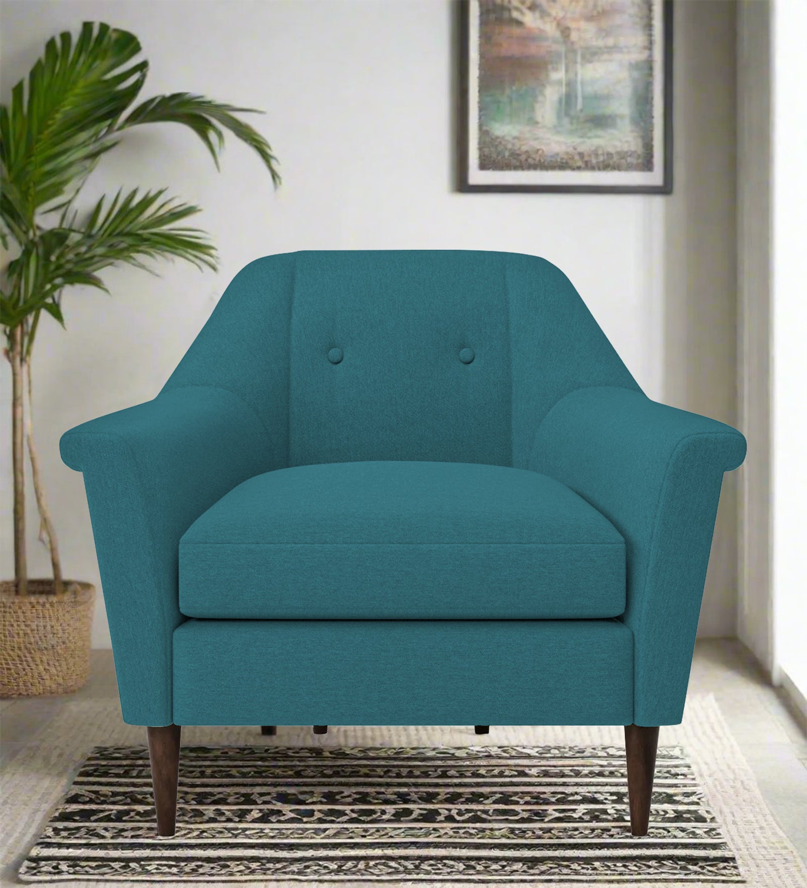 Homer Fabric 1 Seater Sofa In Water Blue Colour - Febonic Living