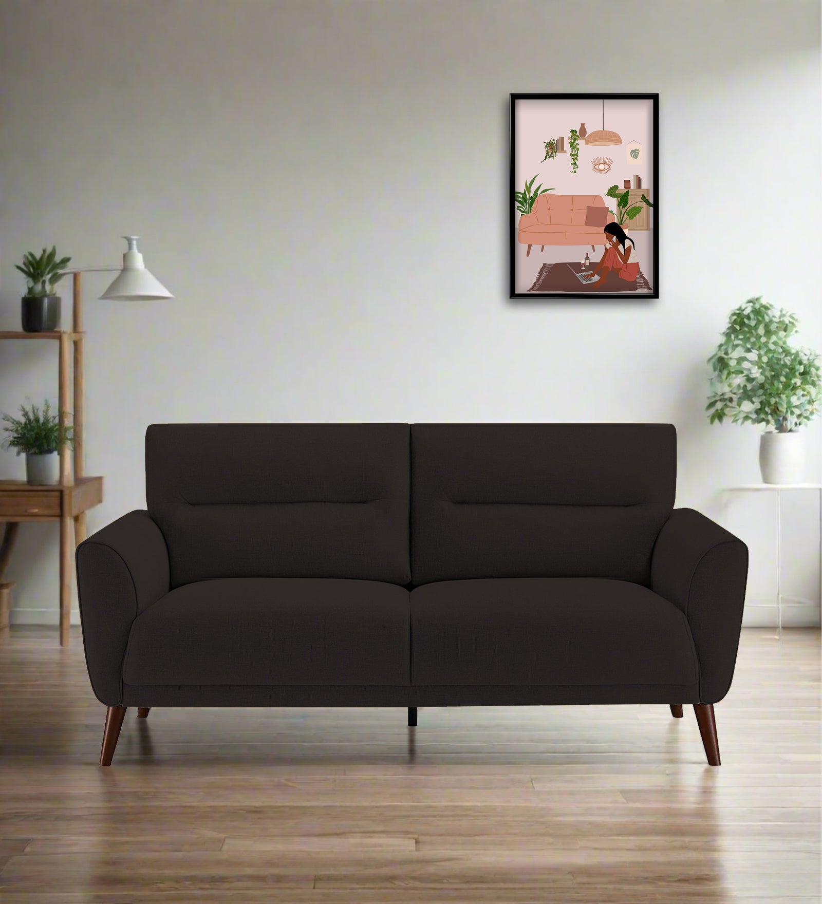 Castro Fabric 2 Seater Sofa In Cara Brown Colour - Febonic Living