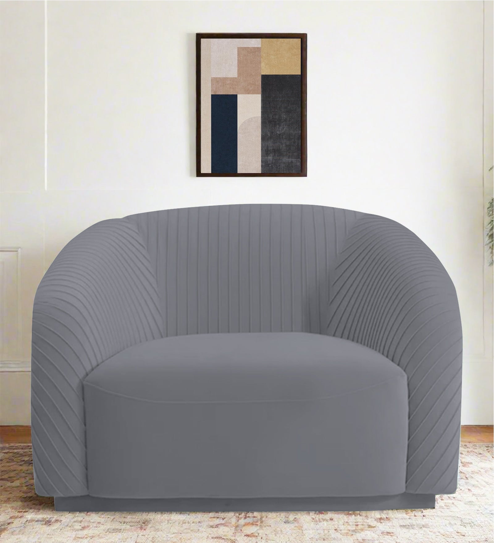 Yara Velvet Fabric 1 Seater Sofa In Pubble Grey Colour - Febonic Living