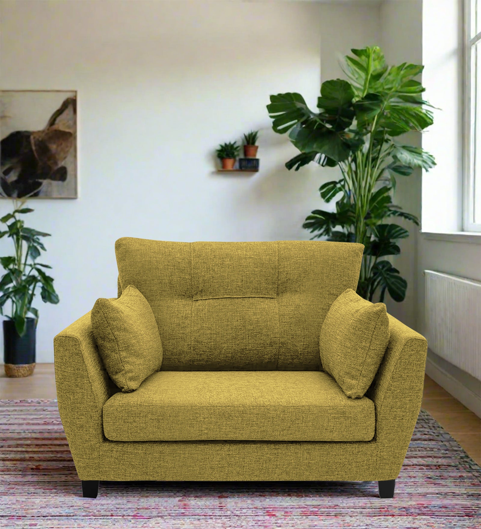 Mario Fabric 1 Seater Sofa In Parrot Green Colour - Febonic Living