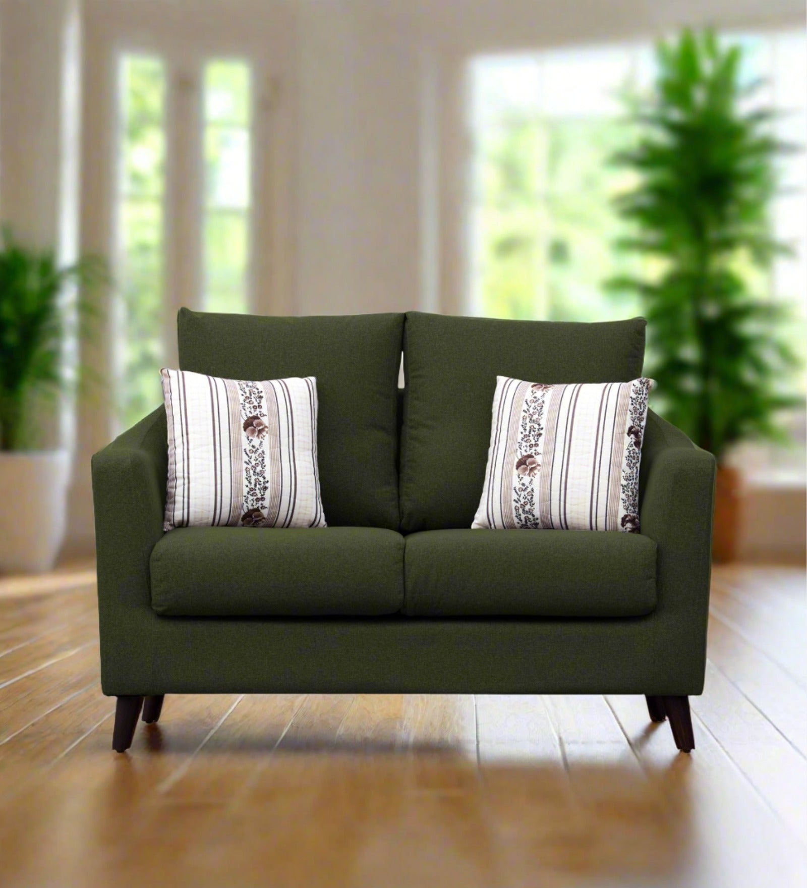 Kevin Fabric 2 Seater Sofa In Olive Green Colour