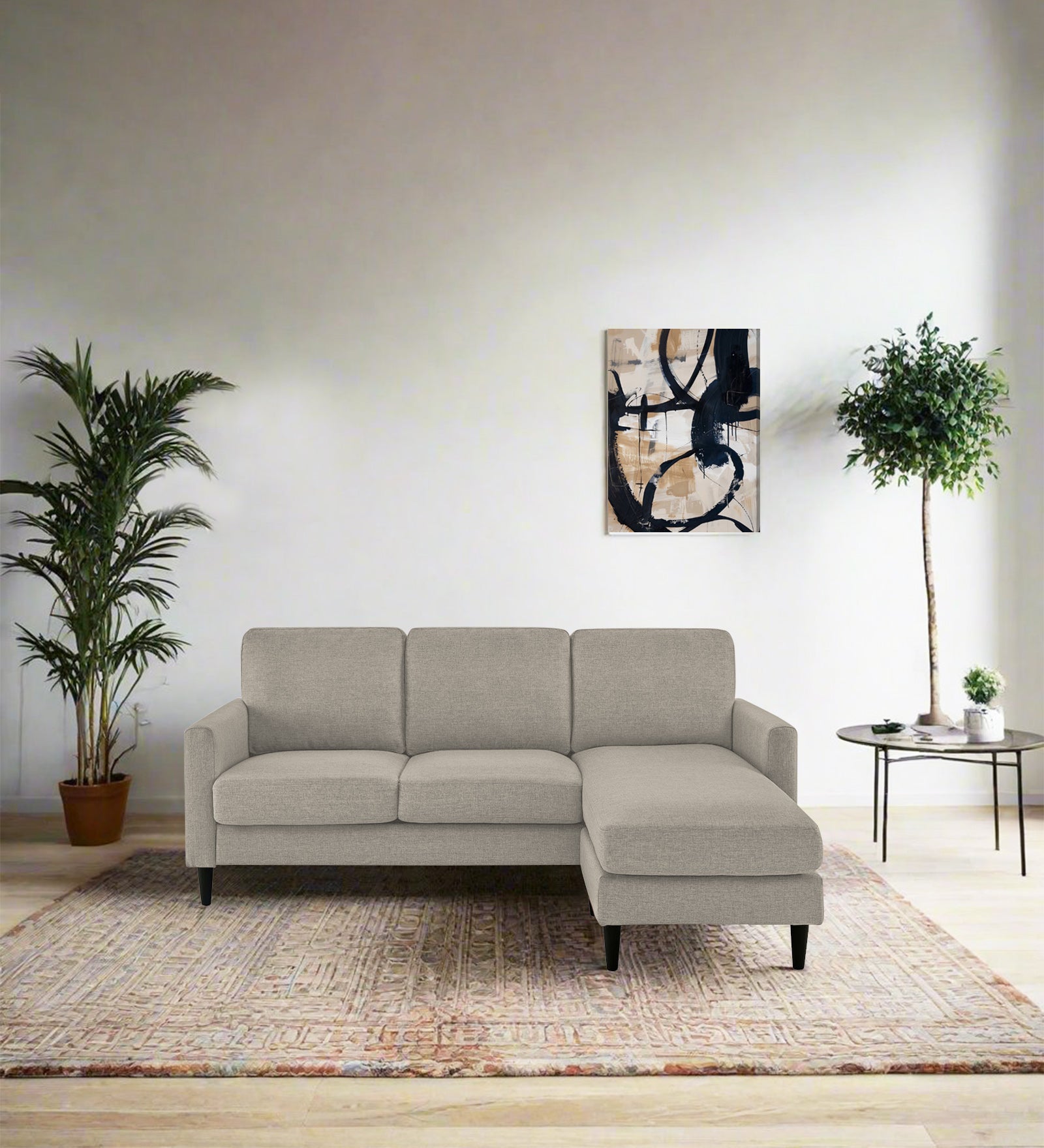 Romie Fabric LHS Sectional Sofa (2+Lounger) In Ash Grtey Colour - Febonic Living