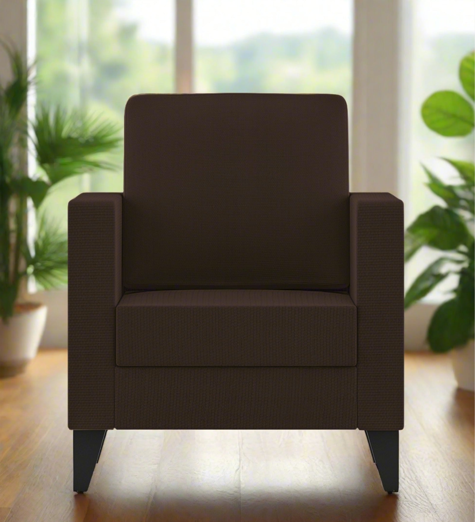 Nori Fabric 1 Seater Sofa In Cidar Brown Colour - Febonic Living