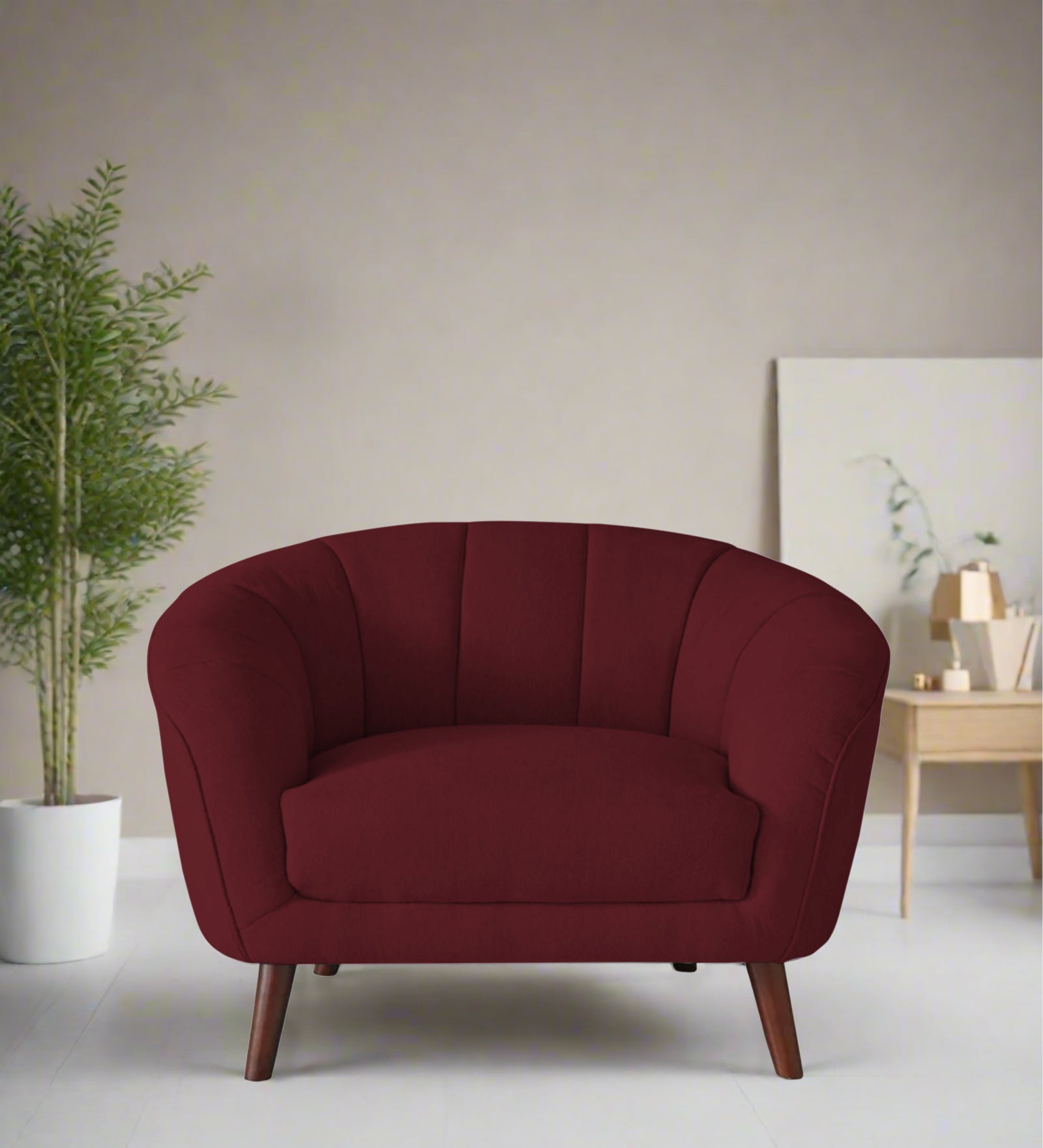 Benjamin Fabric 1 Seater Sofa In Blood Maroon Colour - Febonic Living