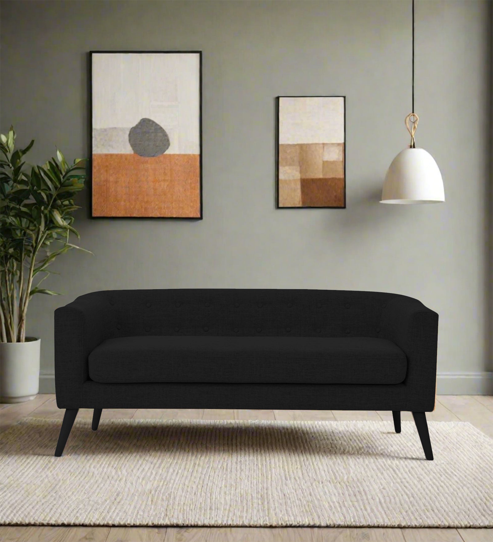 Casper Fabric 3 Seater Sofa In Zed Black Colour - Febonic Living