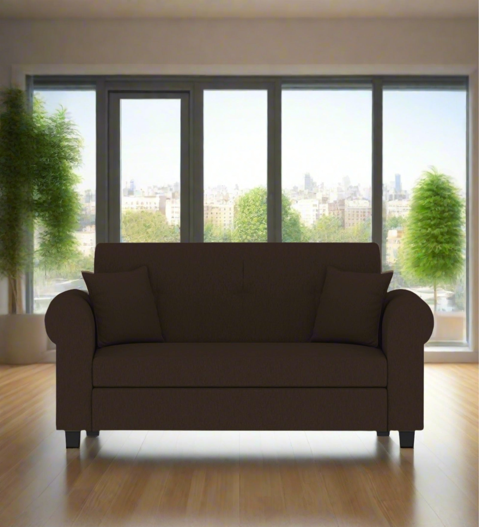 Derado Fabric 2 Seater Sofa In Coffee Brown Colour - Febonic Living