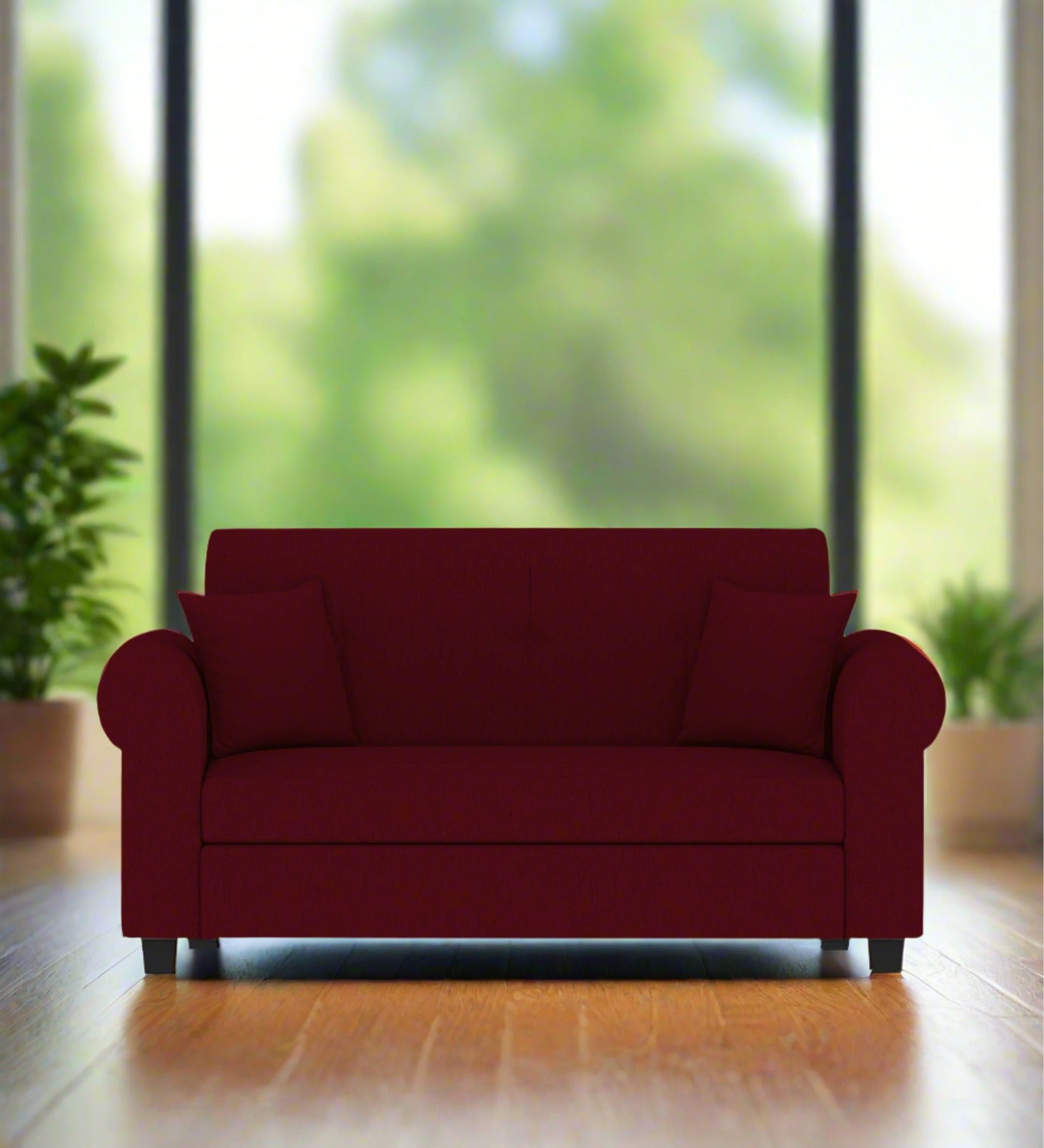 Derado Fabric Seater Sofa In Ruby Red Colour