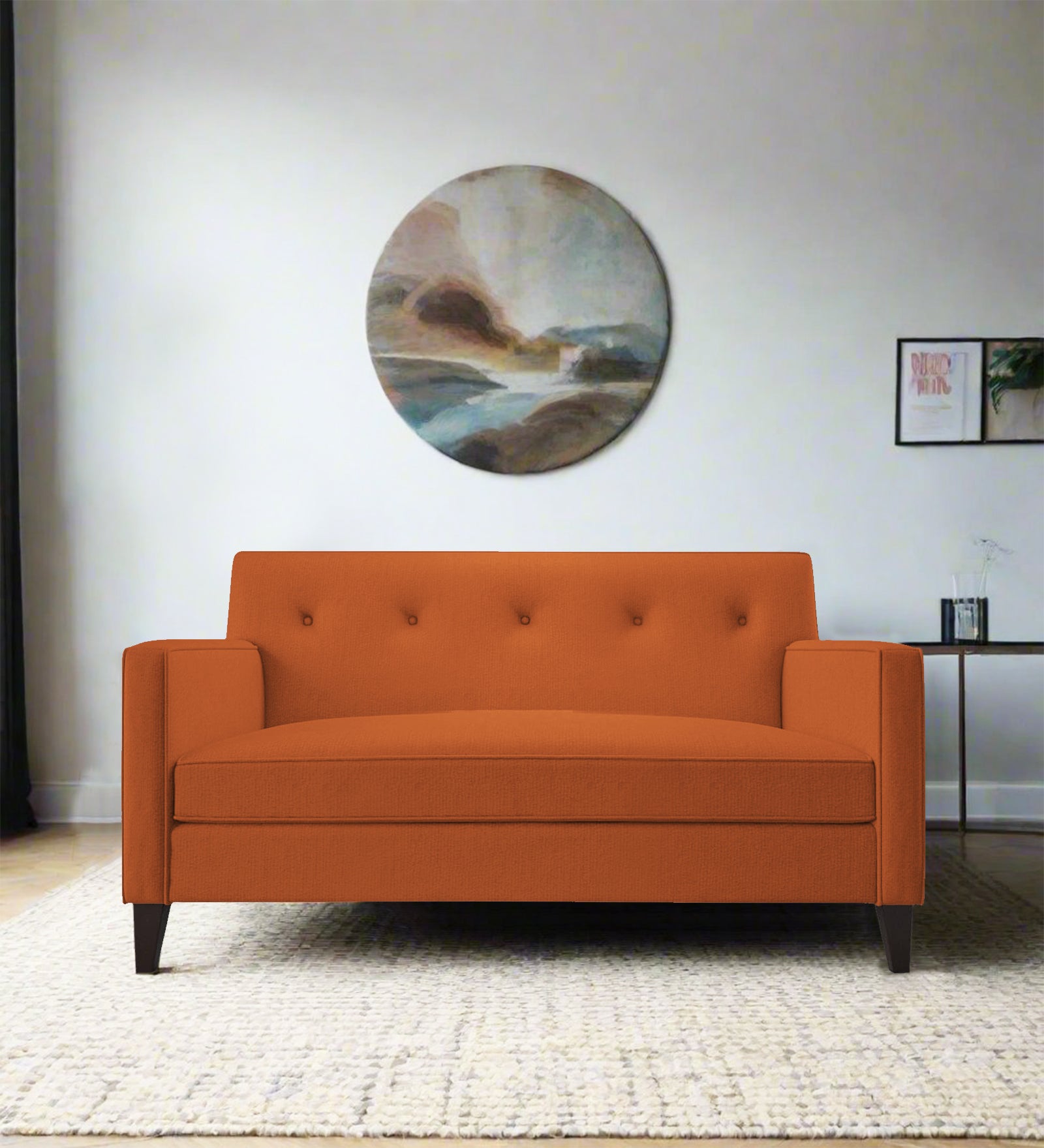 Miller Fabric 2 Seater Sofa In Vivid Orange Colour - Febonic Living
