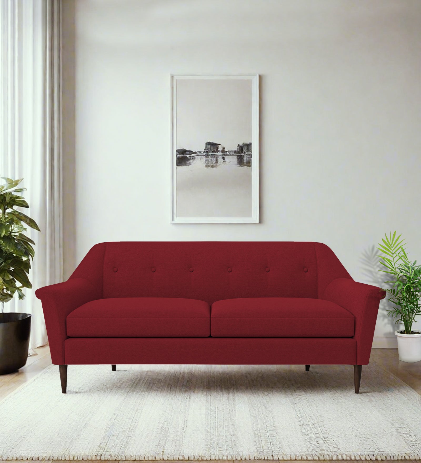 Homer Fabric 3 Seater Sofa In Chilli Red Colour - Febonic Living