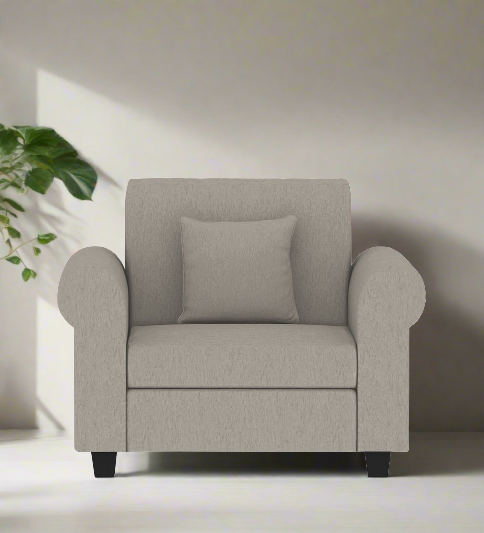 Derado Fabric 1 Seater Sofa In Ash Grey Colour - Febonic Living