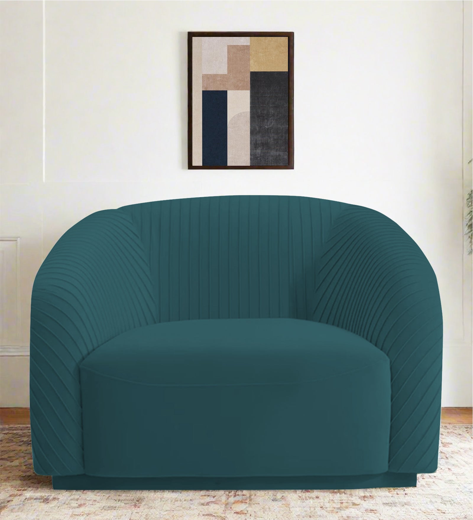 Yara Velvet Fabric 1 Seater Sofa In Arabian Green Colour - Febonic Living