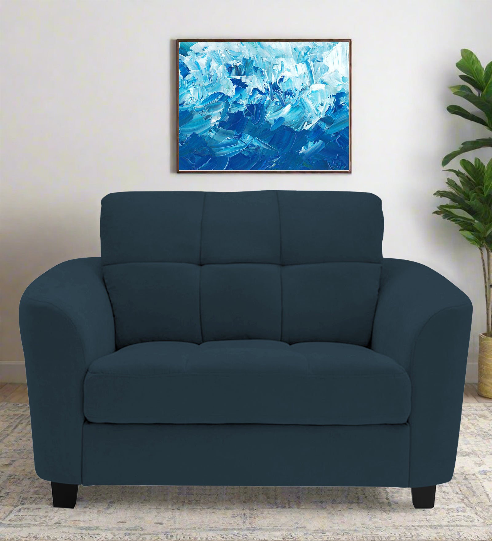 Mulan Fabric 1 Seater Sofa In Cool Blue Colour - Febonic Living
