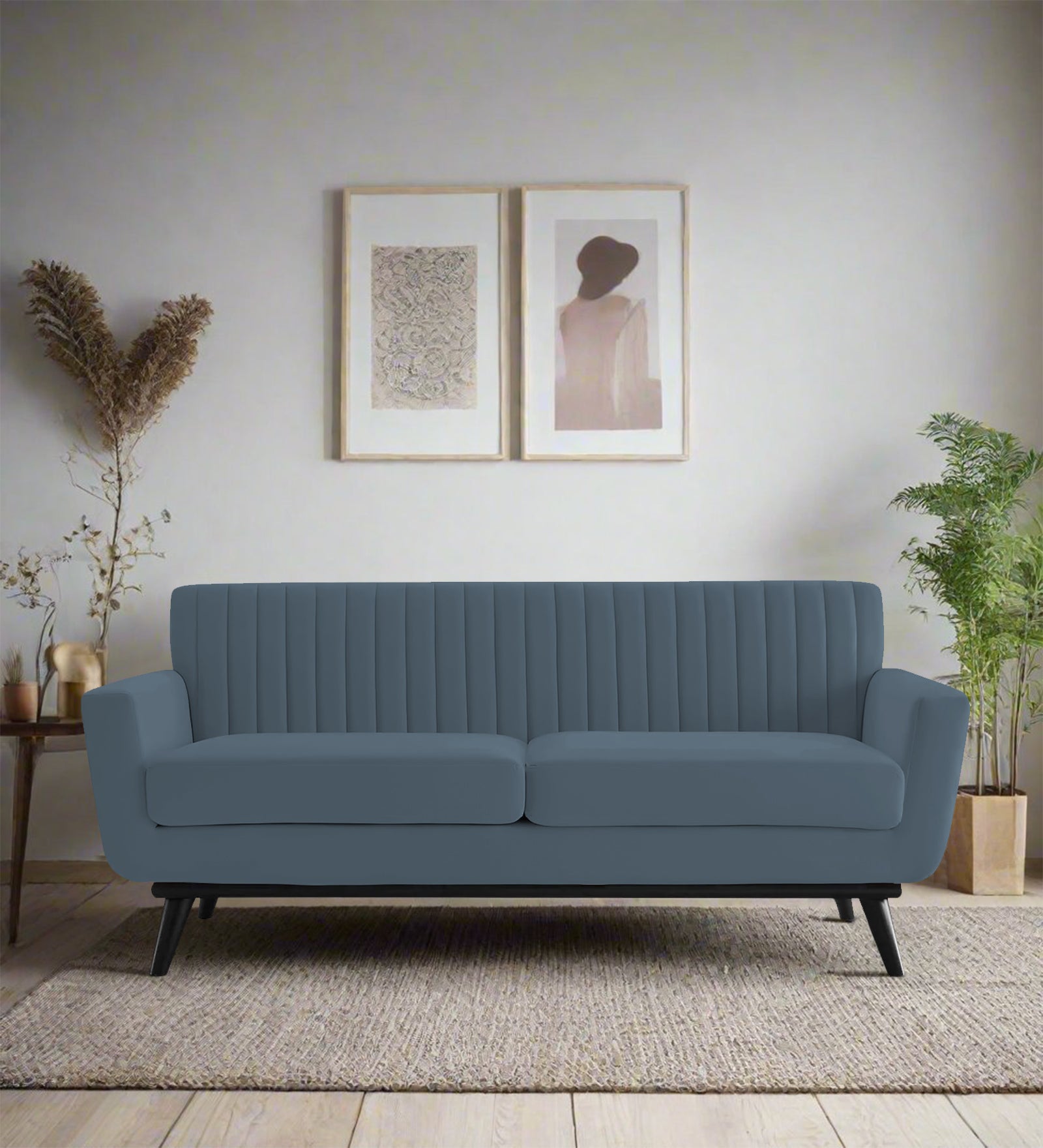 Tucker Velvet 2 Seater Sofa In Oxford Blue Colour - Febonic Living