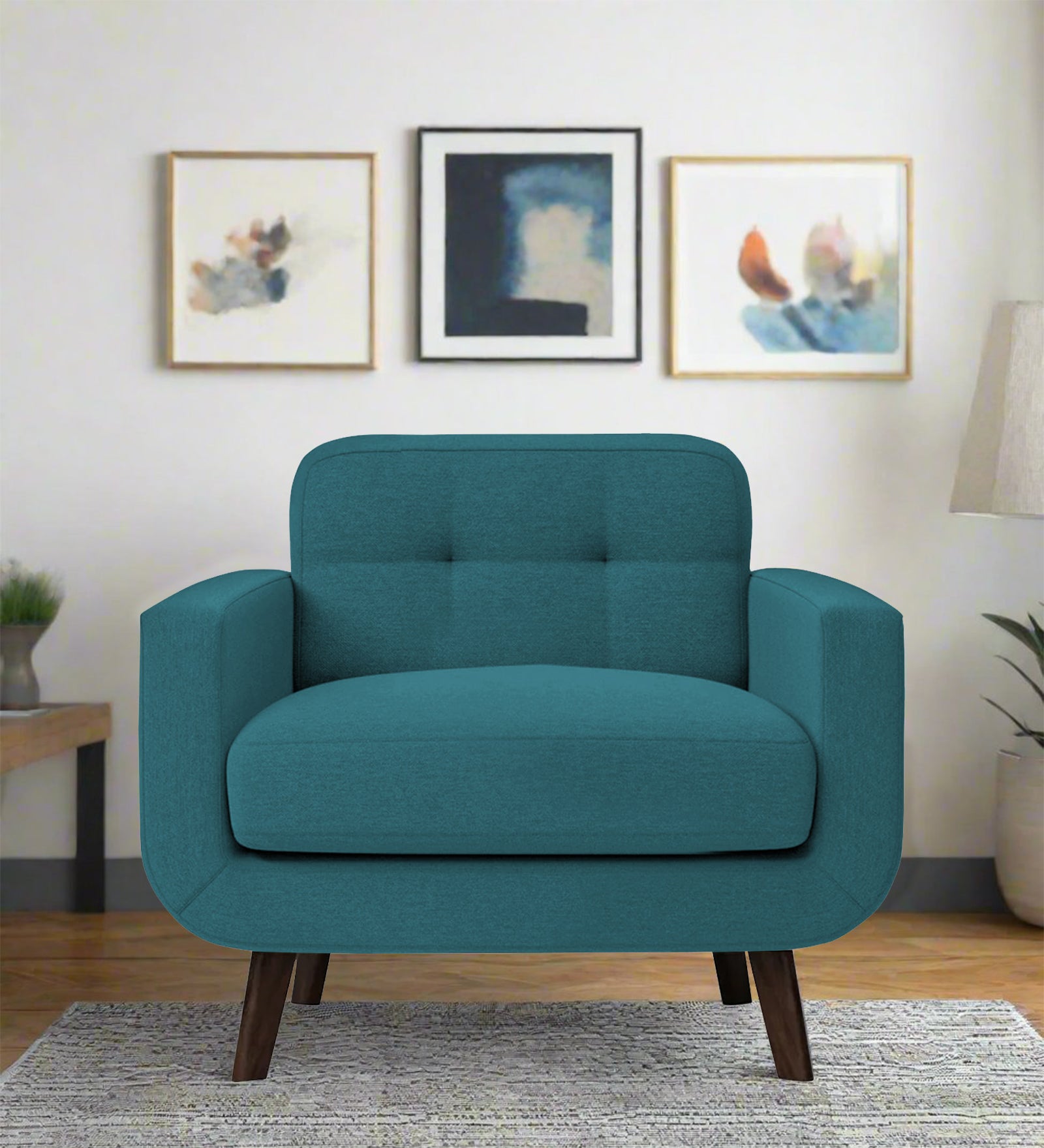 Marsela Fabric 1 Seater Sofa In Water Blue Colour - Febonic Living