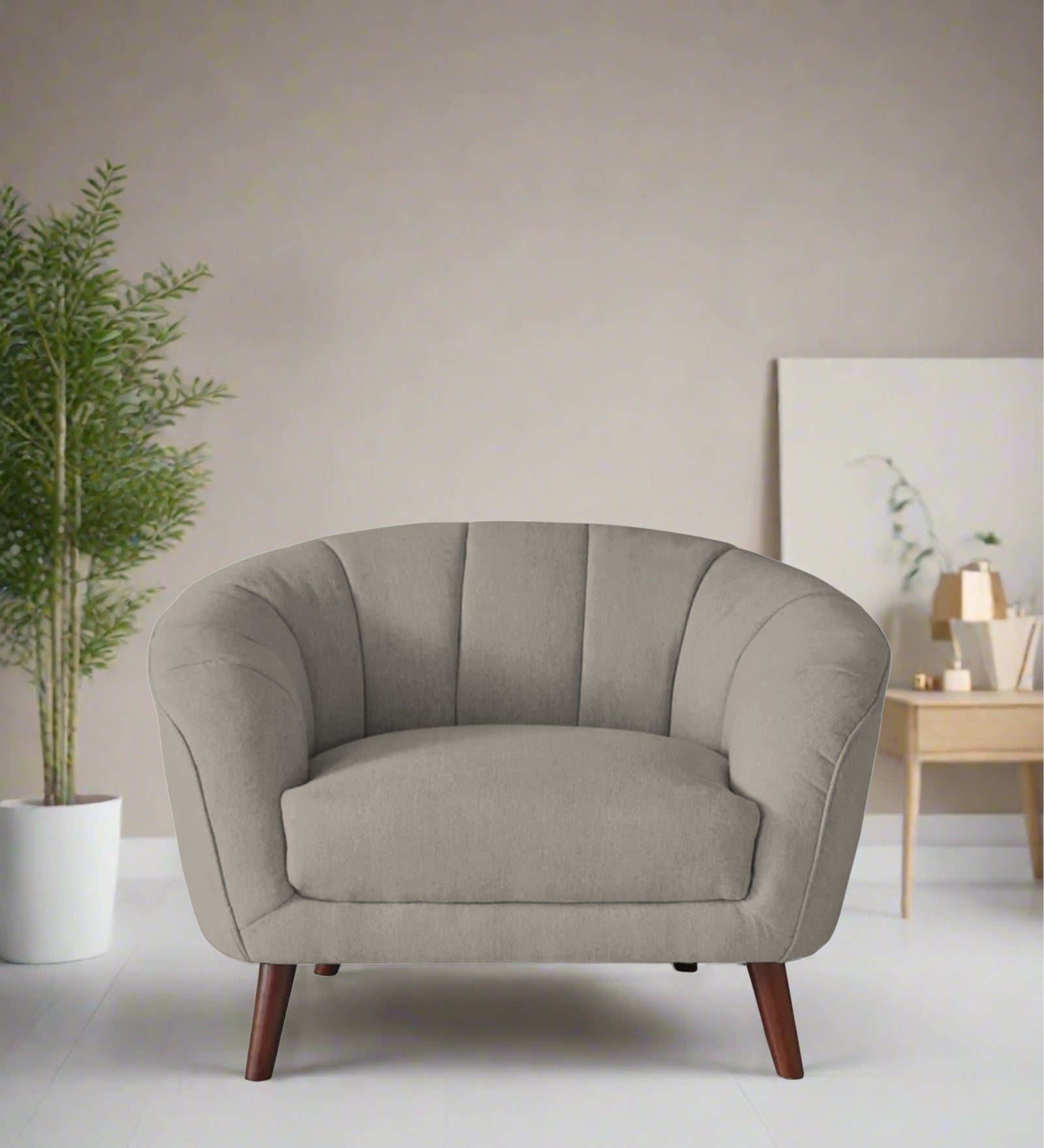 Benjamin Fabric 1 Seater Sofa In Ash Grey Colour - Febonic Living