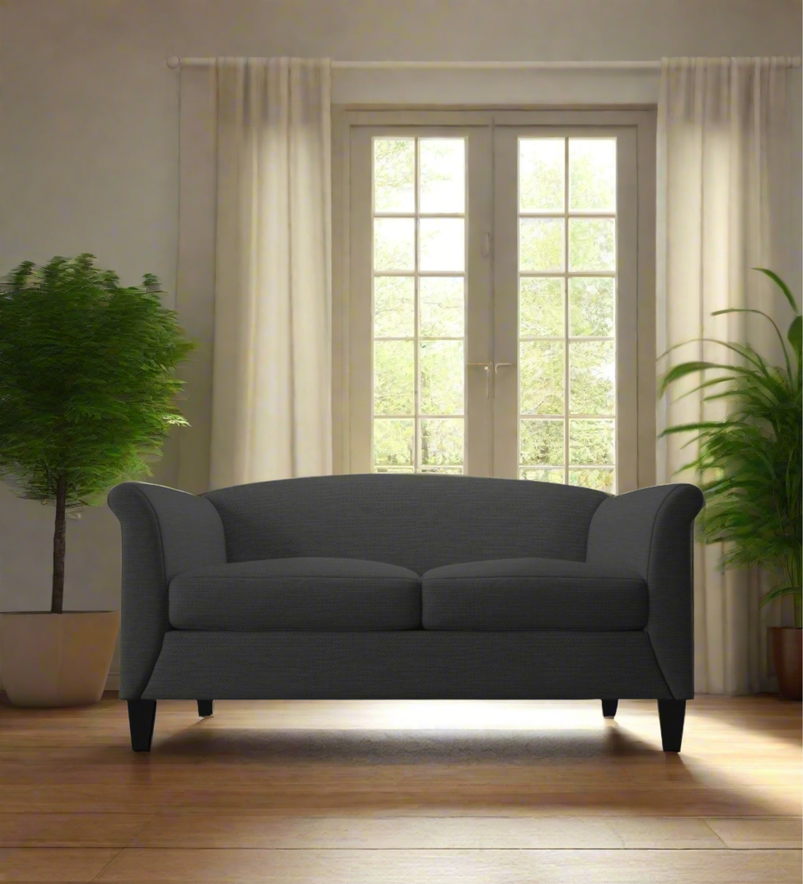 Kimber Fabric 2 Seater Sofa In Charcoal Grey Colour - Febonic Living