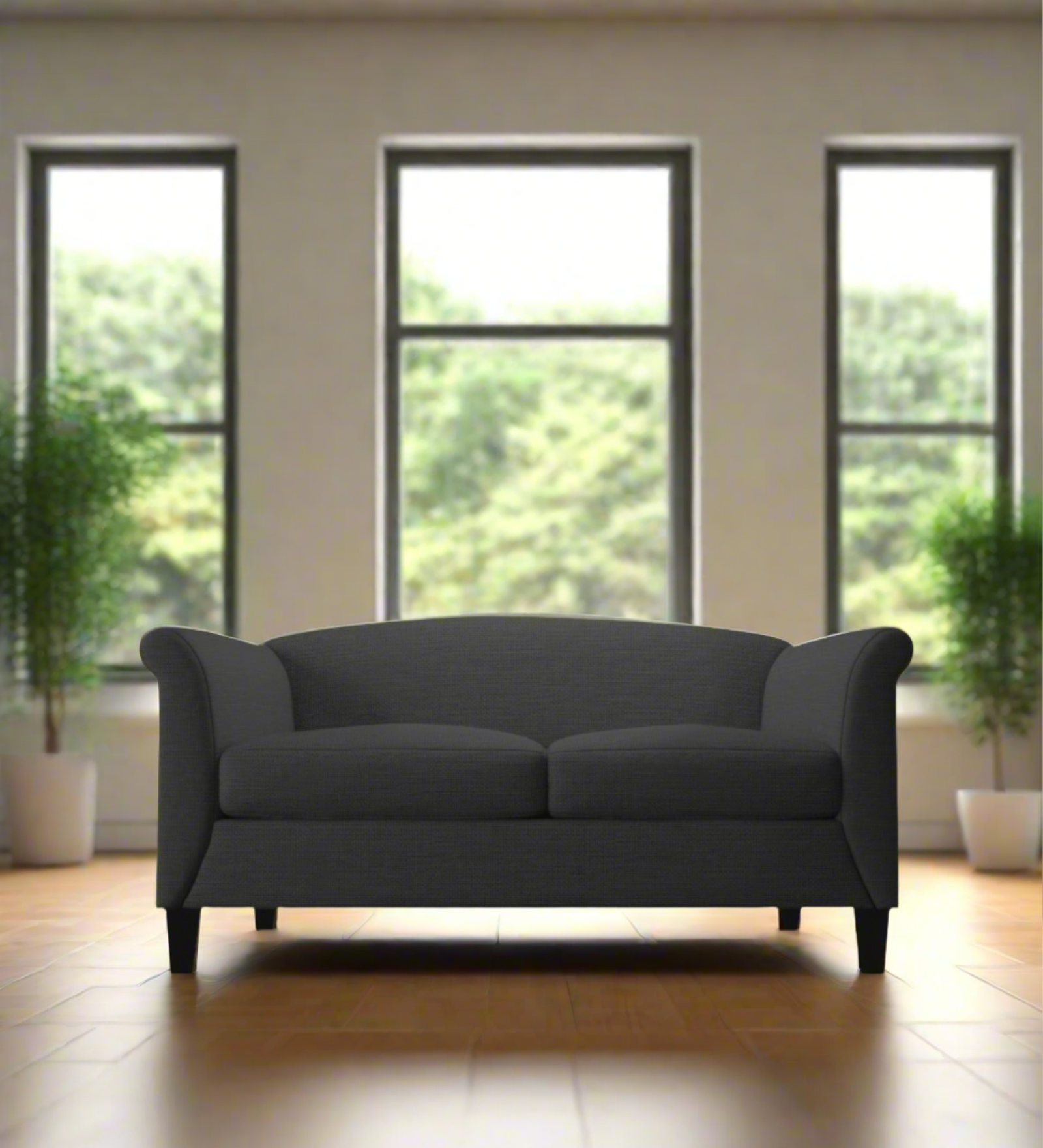 Kimber Fabric 2 Seater Sofa In Charcoal Grey Colour - Febonic Living